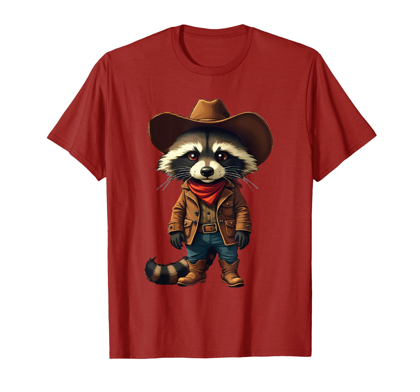 Western Cowboy Raccoon Cool Funny Graphic Country Cowboy T-Shirt