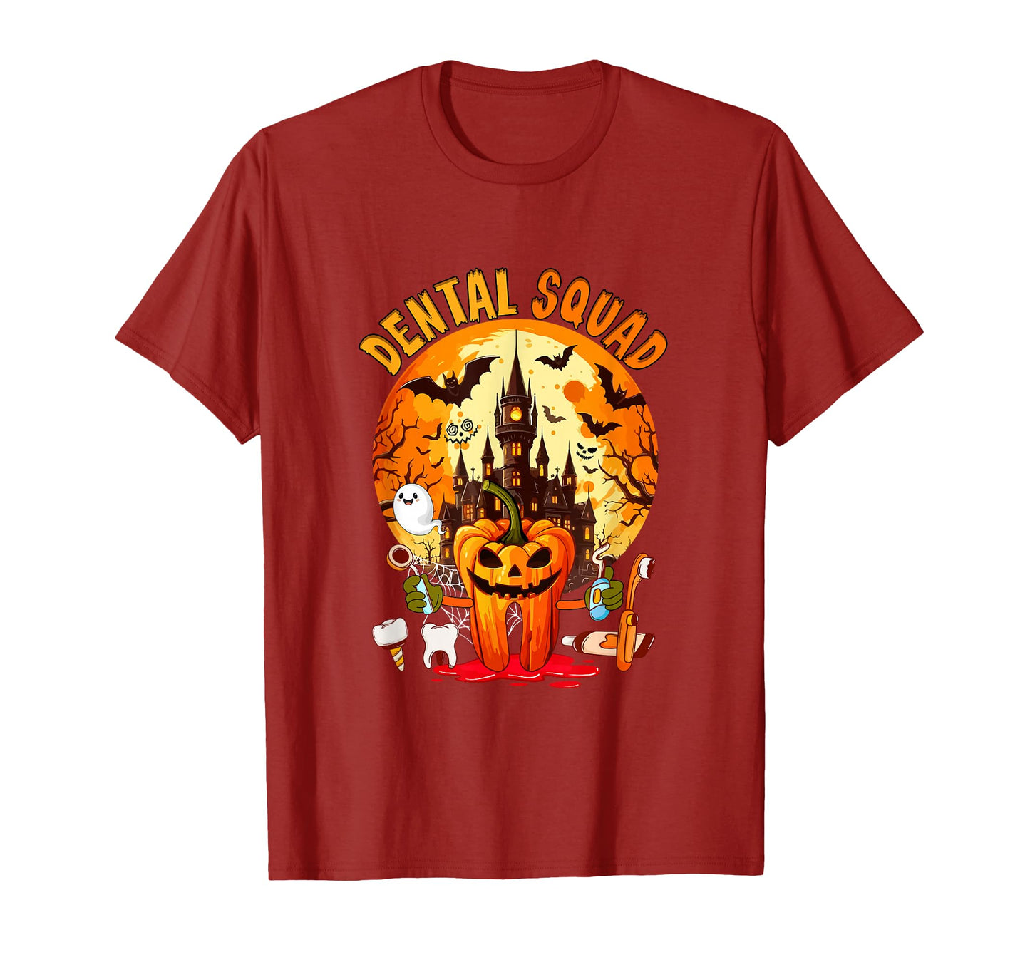 Dental Squad Halloween Dentist Tooth Horror Carved Pumpkin T-Shirt