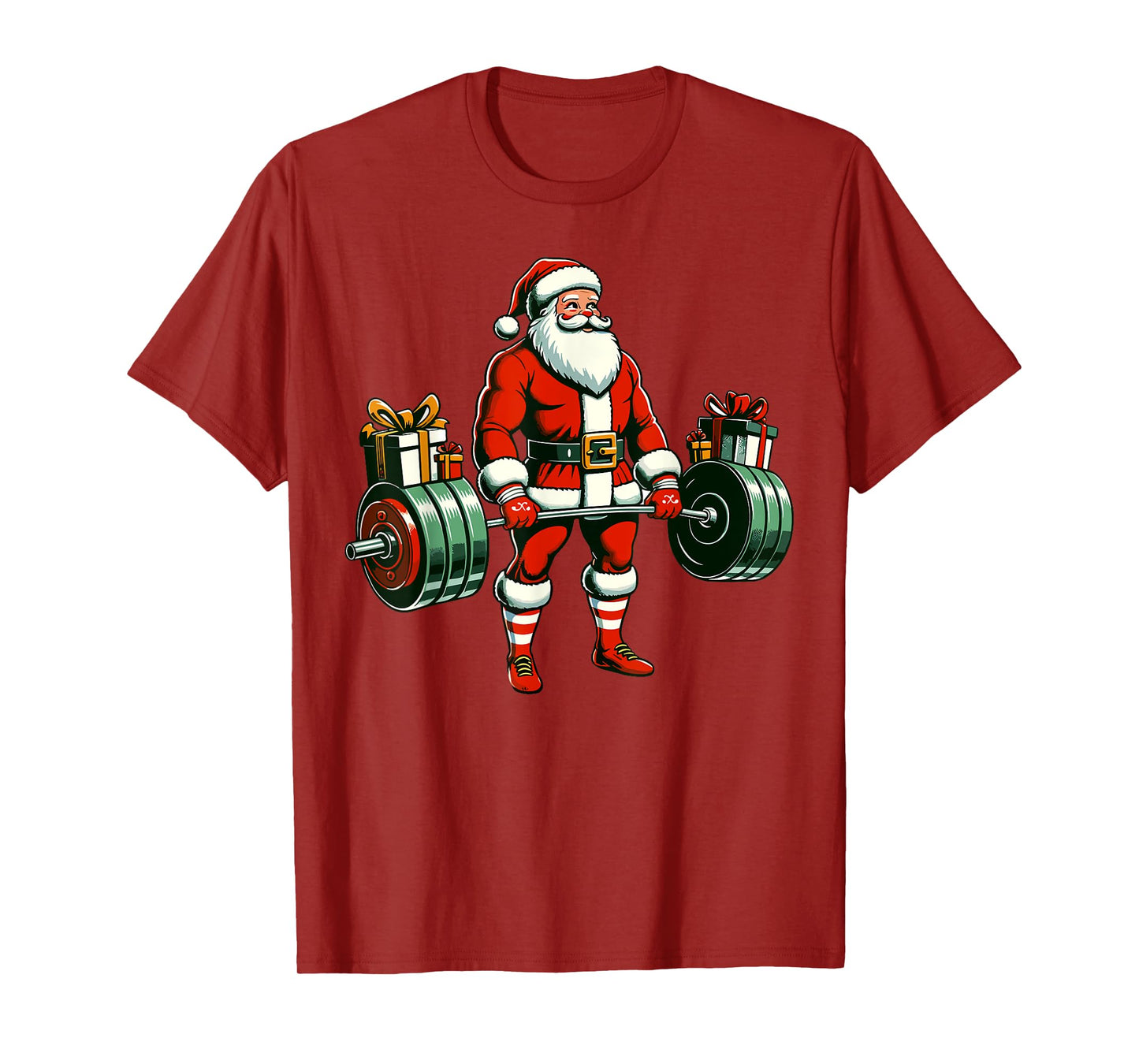 Funny santa Weightlifting christmas, santa deadlifting T-Shirt