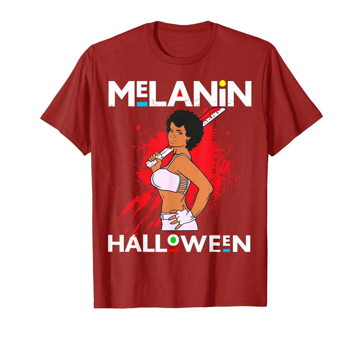 Funny Melanin Halloween Black Girl Magic Scary Blood Costume T-Shirt