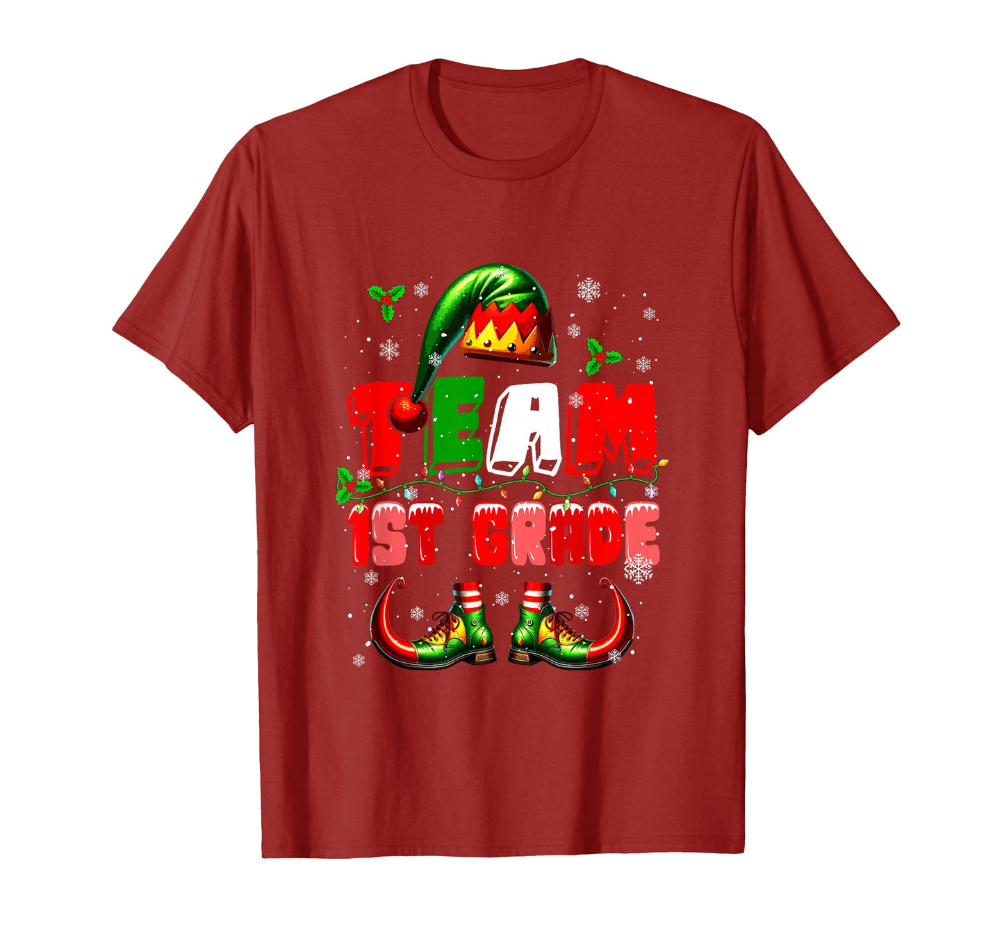 Team 1st Grade Christmas Elf Costume Teachers Students Kids T-Shirt