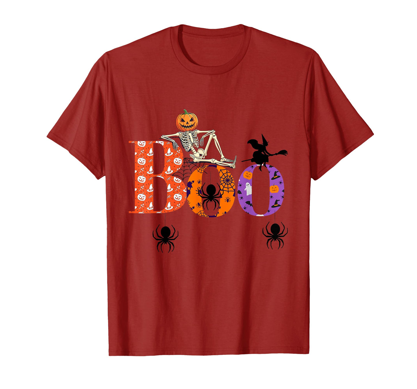 Boo Halloween Pumpkin Skeleton Witch Women T-Shirt