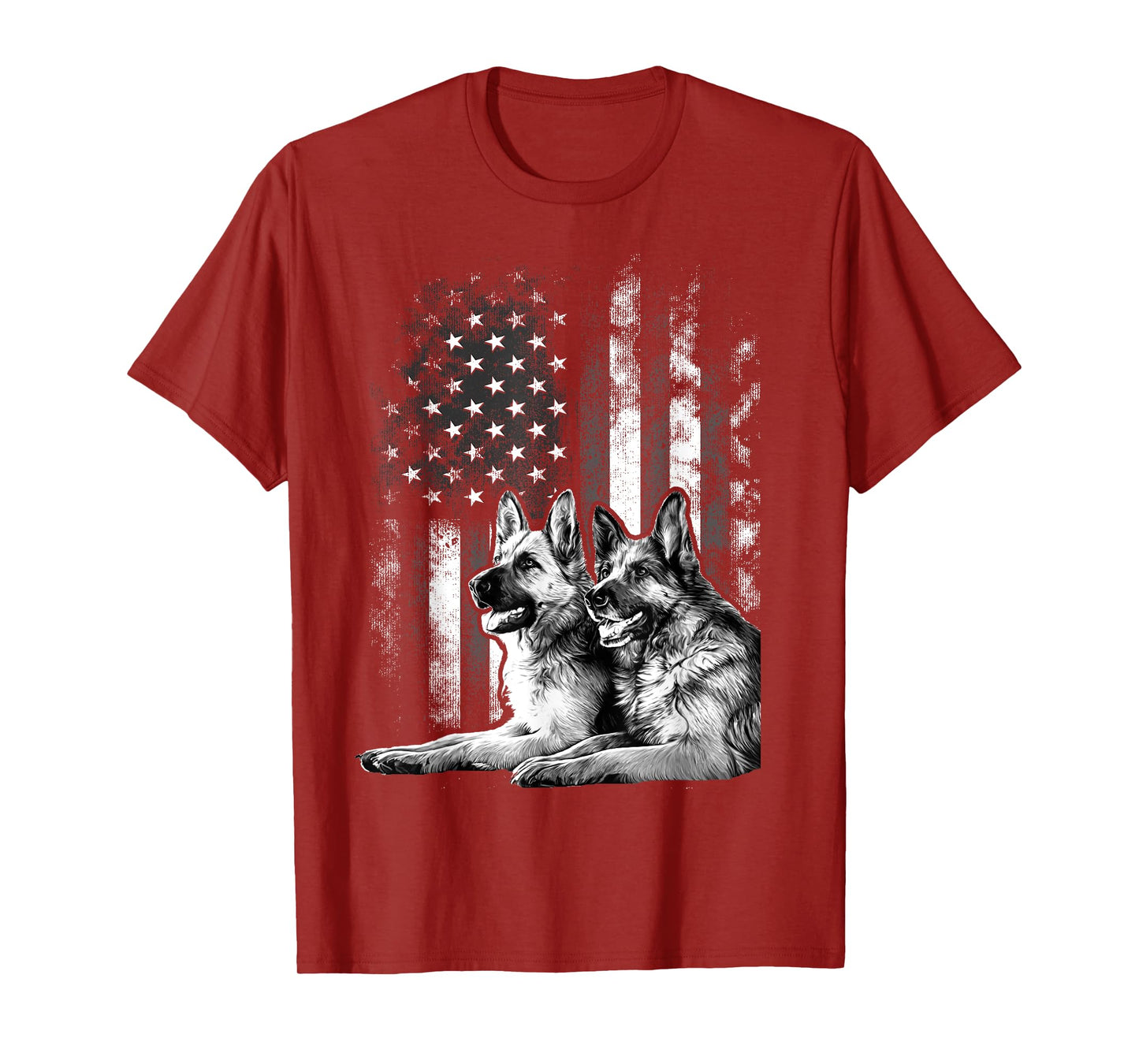 Vintage Patriotic German Shepherd American Flag 4th Of July T-Shirt