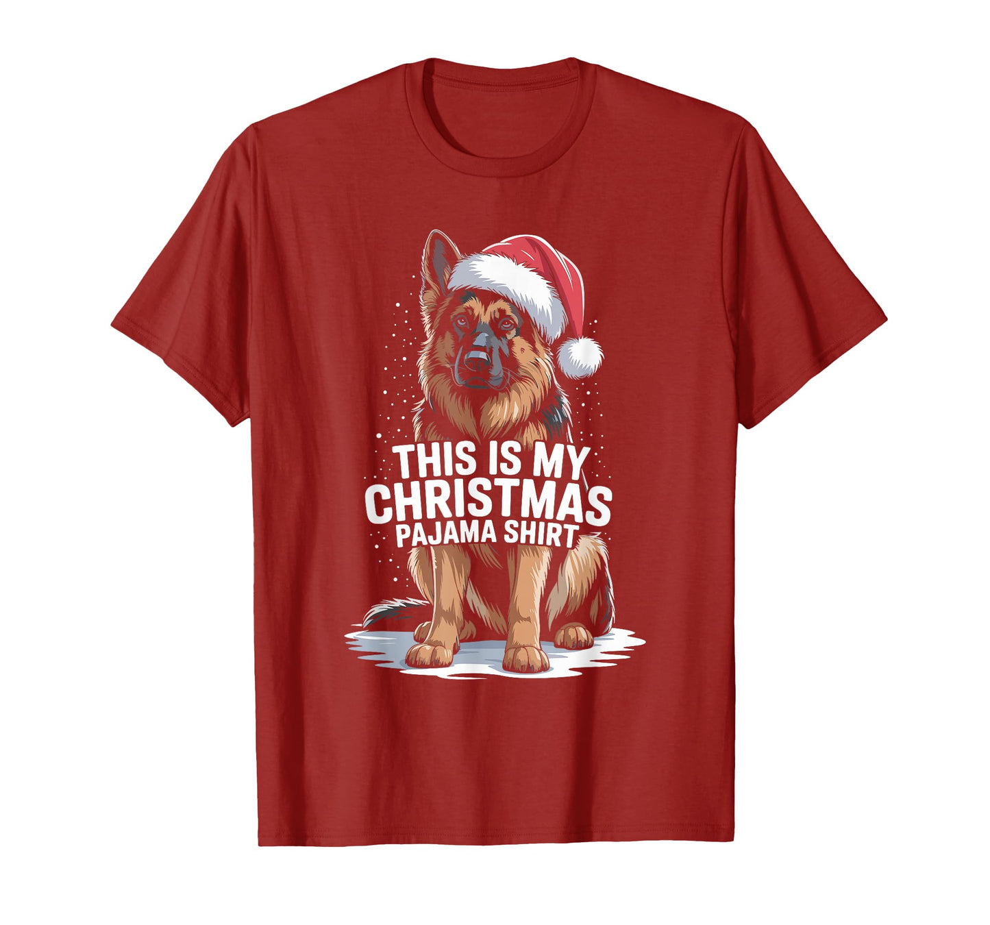 German Shepherd Santa Hat Christmas Dog Holiday Humor T-Shirt
