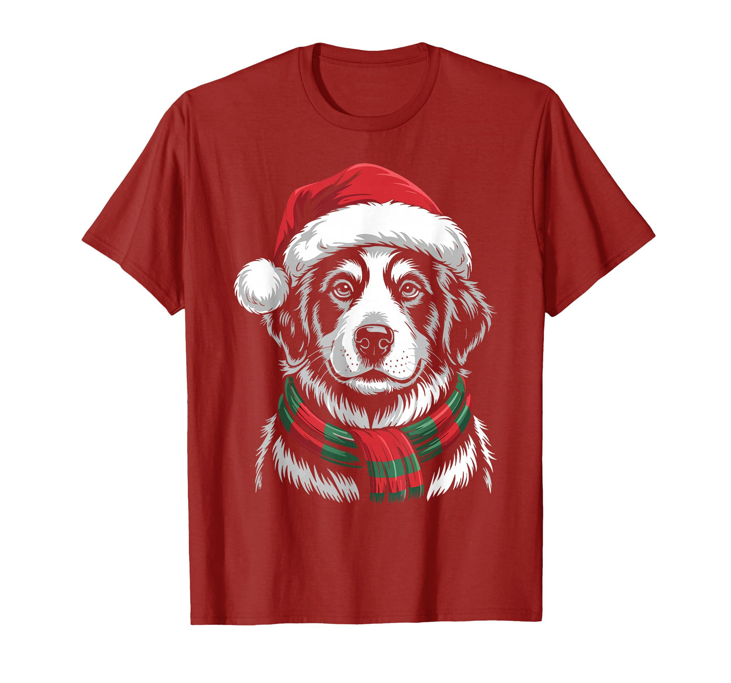 Great Pyrenees Dog Xmas Santa Hat Scarf Christmas Costume T-Shirt