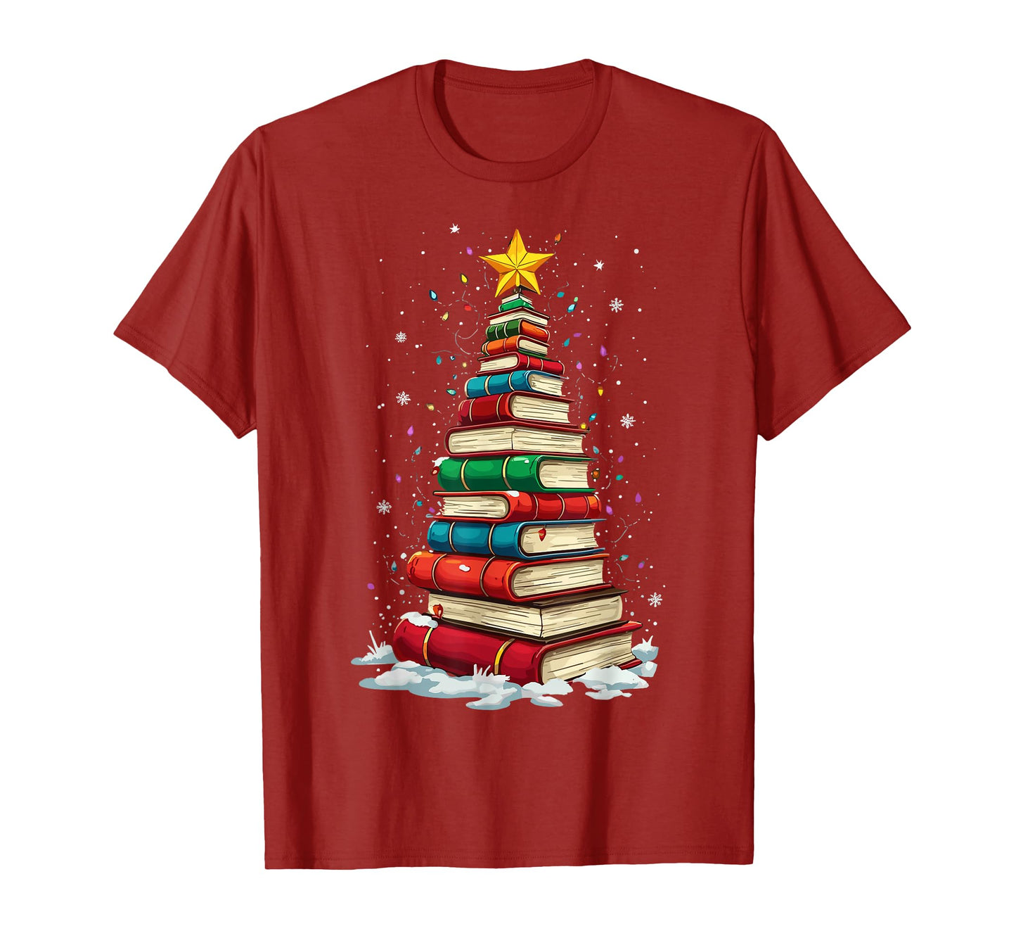 Book Christmas Tree Book Lover Teacher Librarian T-Shirt
