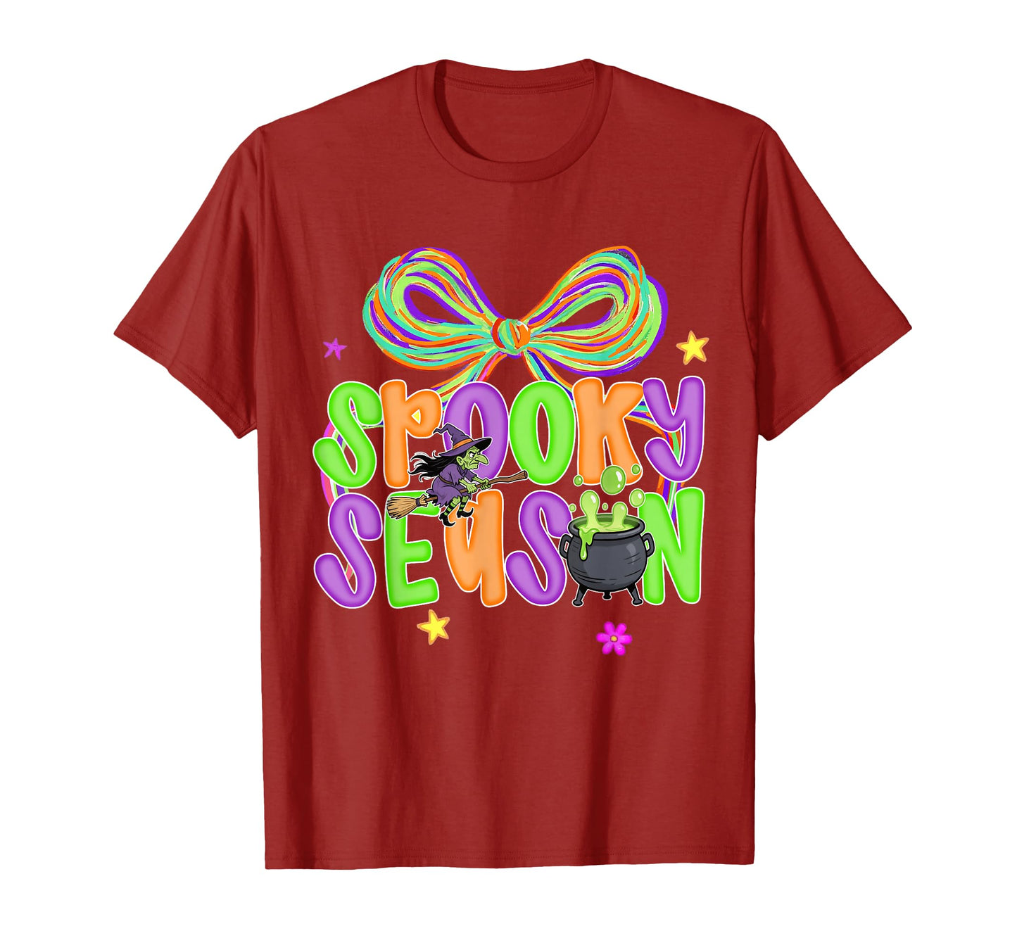 Spooky Season Halloween Witch Fall Coquette Bow Scary Night T-Shirt