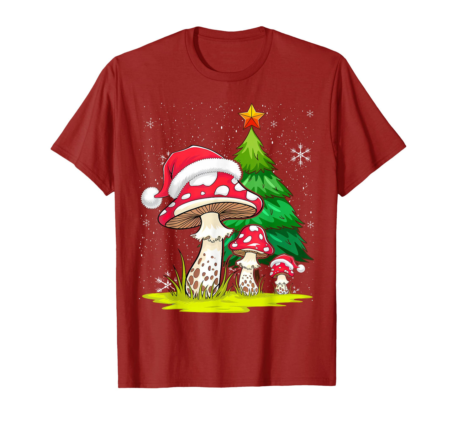 Santa Hat Mushroom Christmas T-Shirt