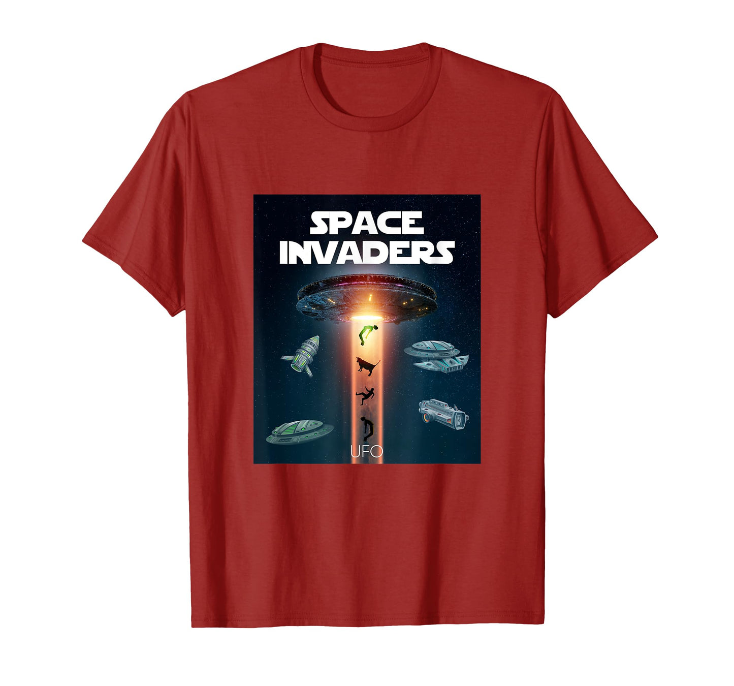 Space Invaders With UFO Aliens Spacecrafts Graphic Designs T-Shirt