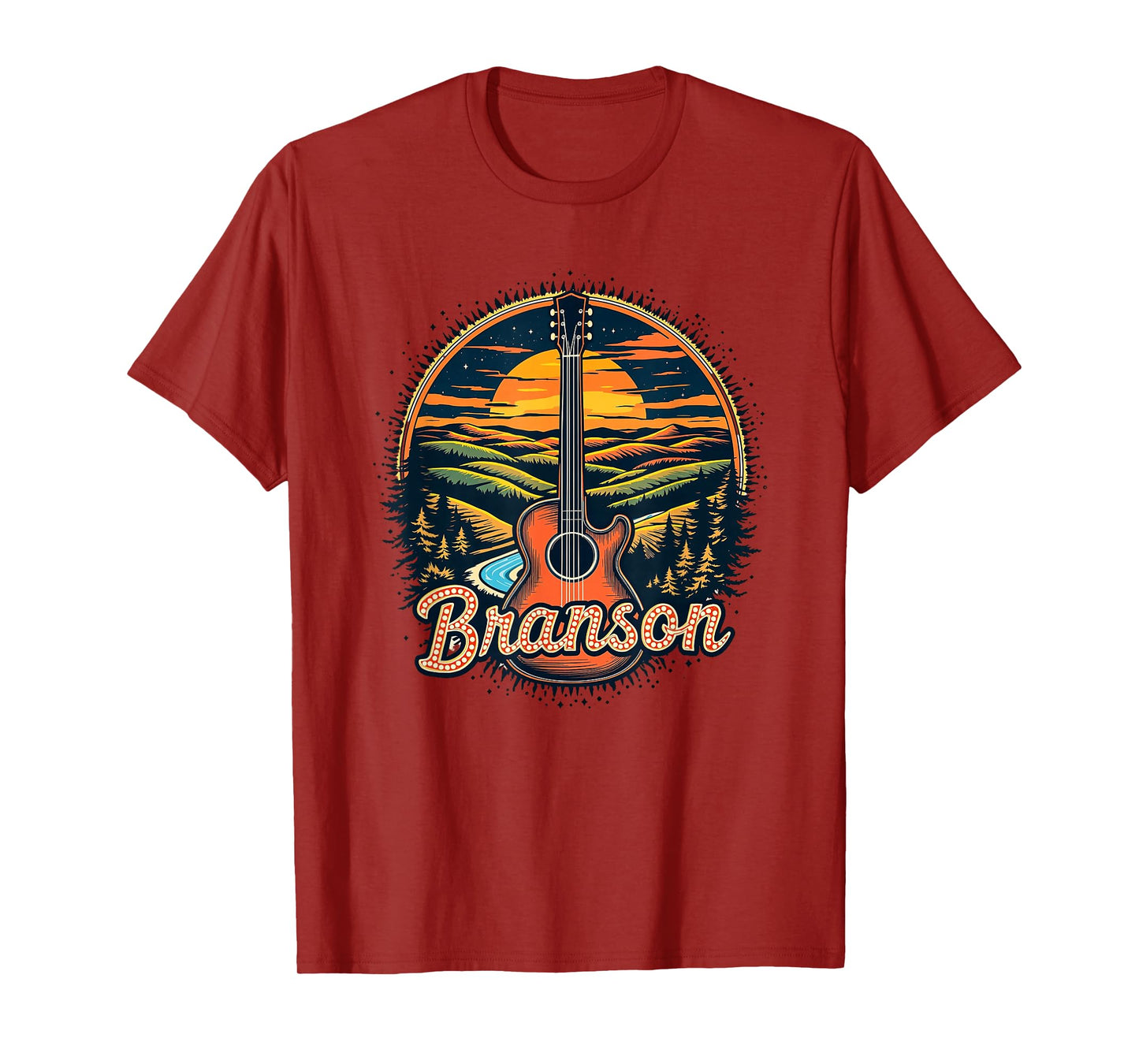 Vintage Branson Missouri Sunset Nature Cityscape Retro T-Shirt