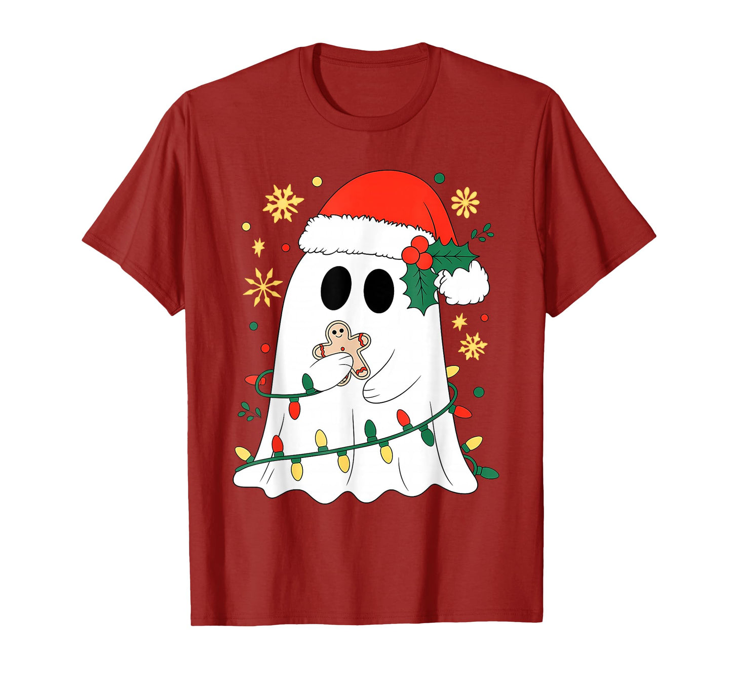 Retro Halloween Ghost Christmas Santa Spooky Funny Women Men T-Shirt
