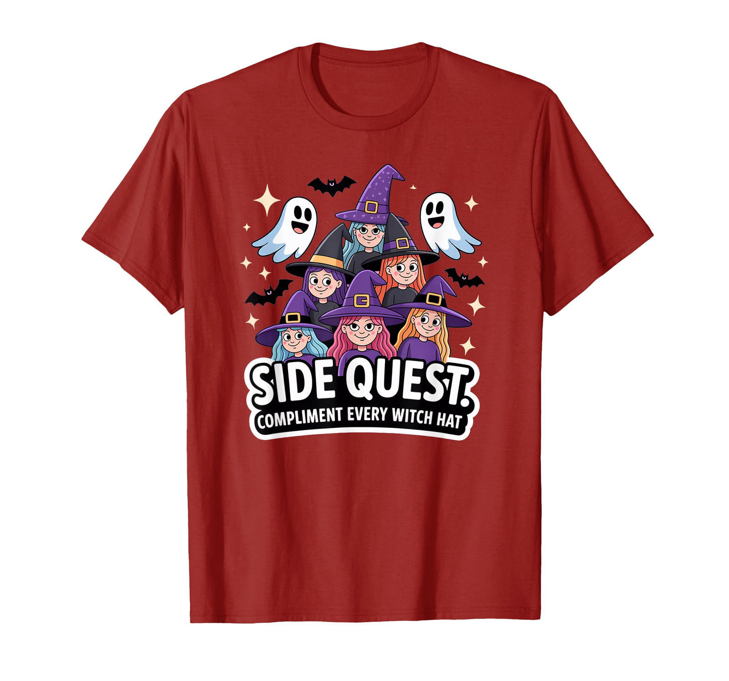 Side Quest: Compliment Witch hat, Funny Side Quest Halloween T-Shirt