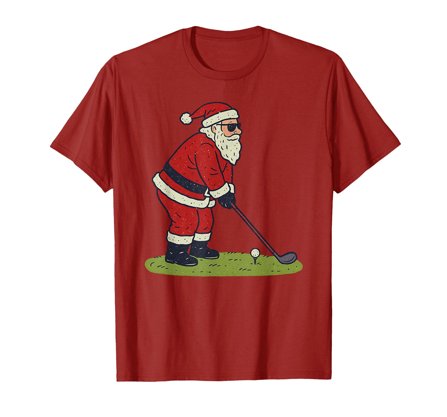 Santa Playing Golf Christmas Vintage Funny Xmas T-Shirt