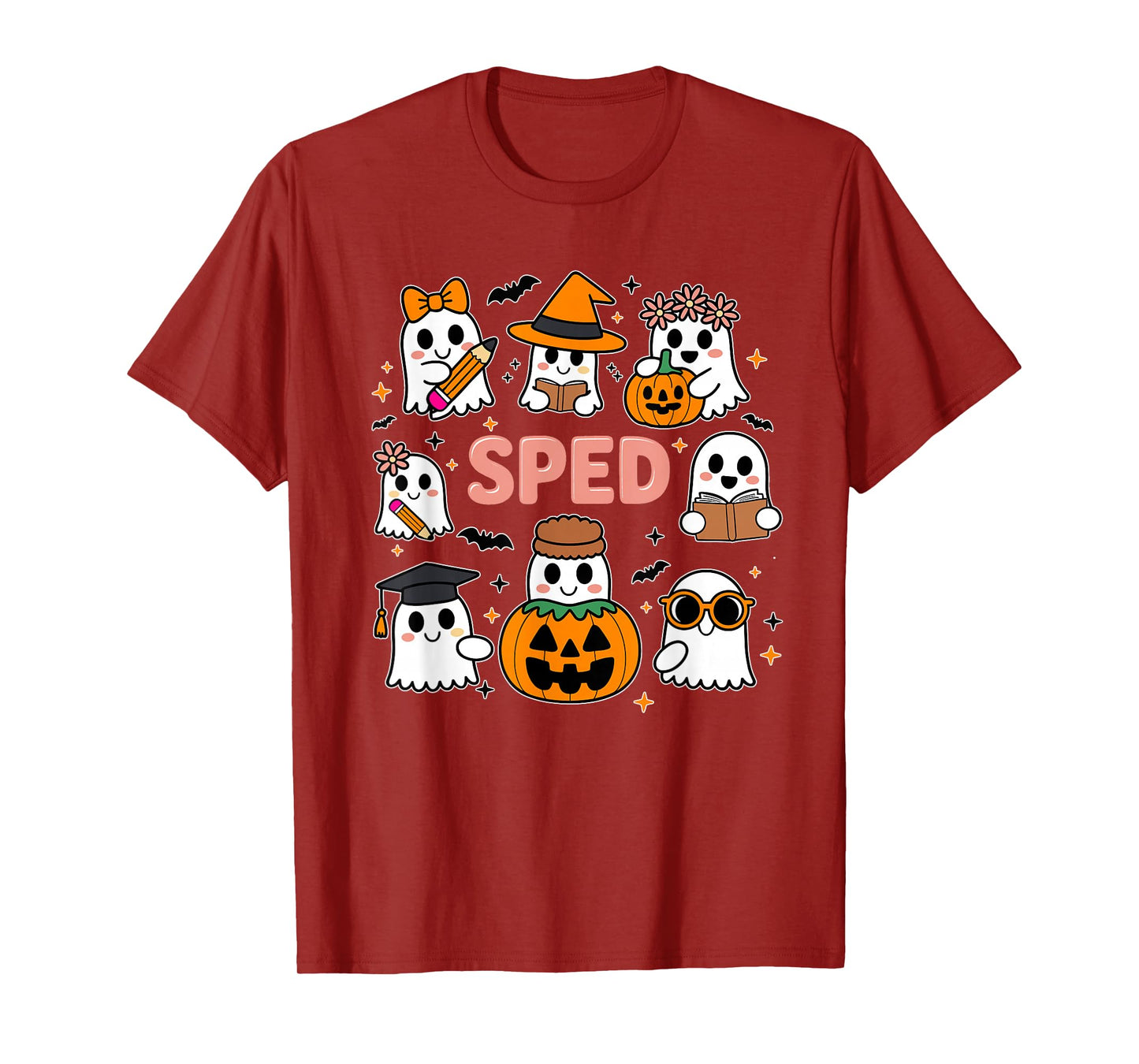 SPED Ghost Squad Reading Pencil Pumpkin Witch Halloween T-Shirt