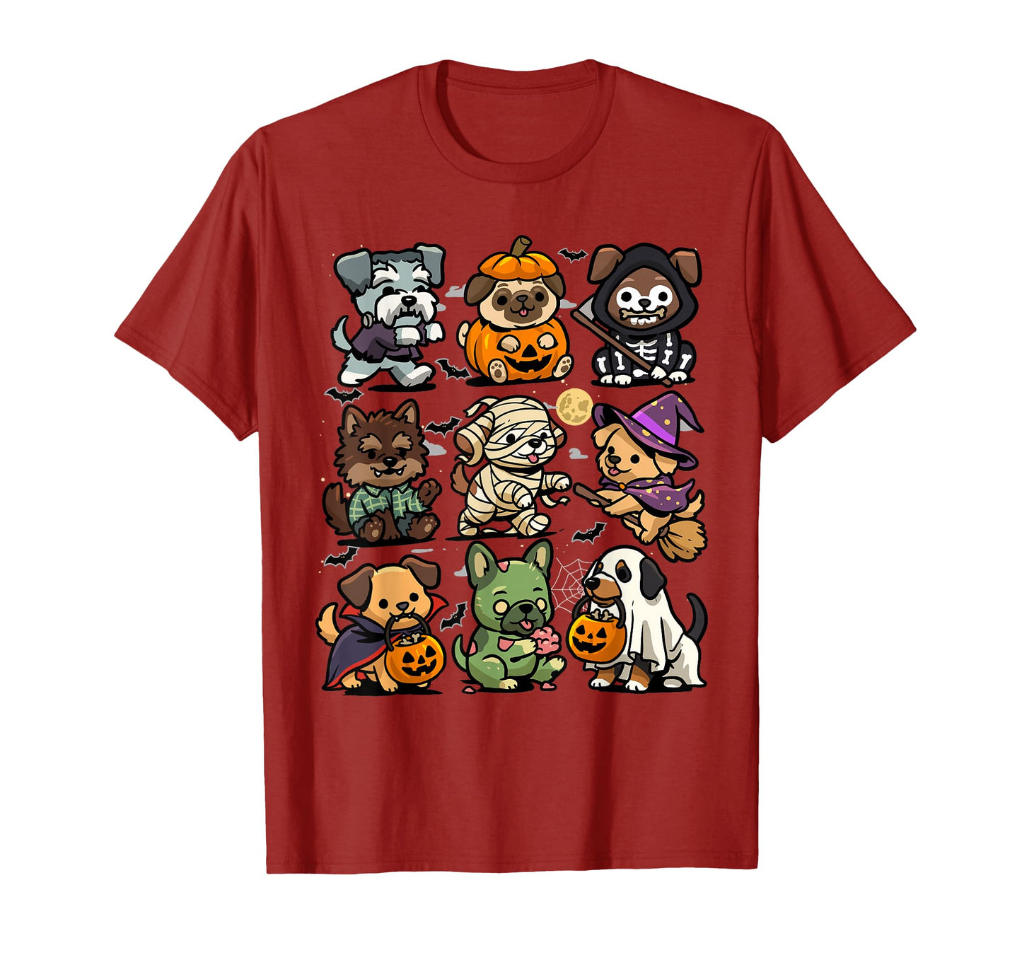 Spooky Dogs Halloween Creepy Puppies Ghost Vampire Zombie T-Shirt