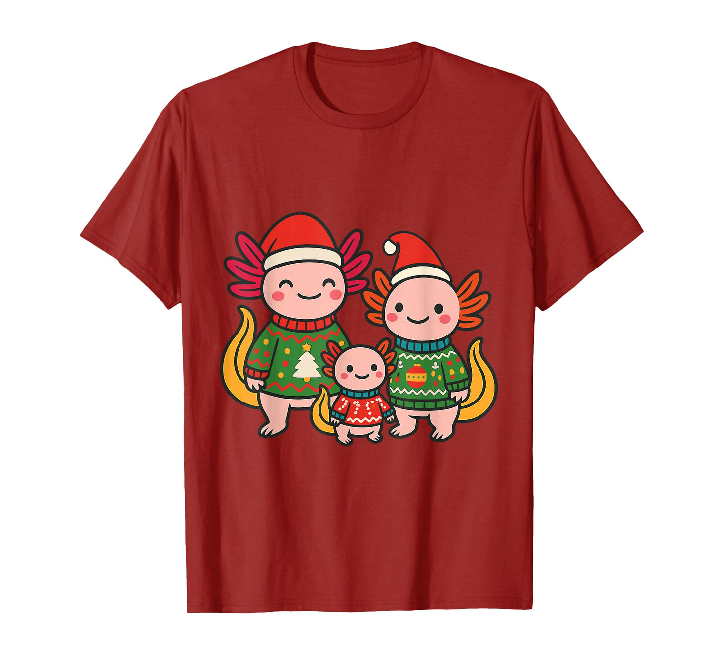 Cute Christmas Axolotl Family Holiday T-Shirt