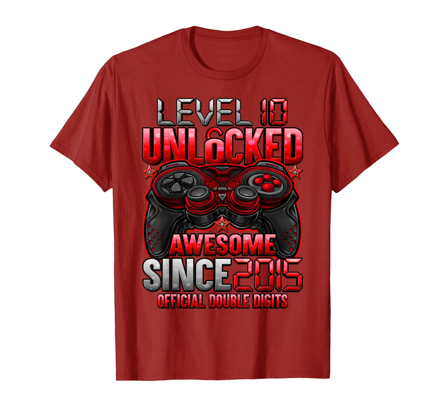 Official Double Digits Level 10 Unlocked 10th Birthday Boy T-Shirt