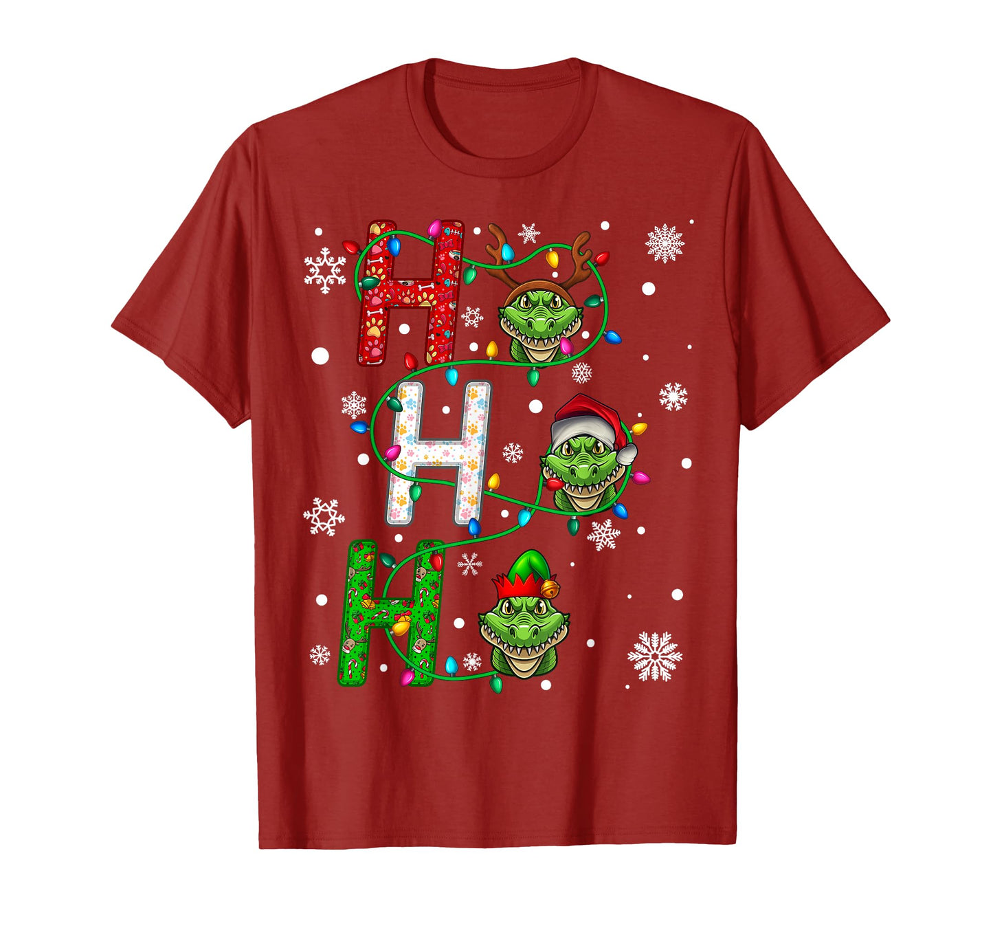 Matching Christmas Santa Hat Ho Ho Ho Alligator Animal Xmas T-Shirt