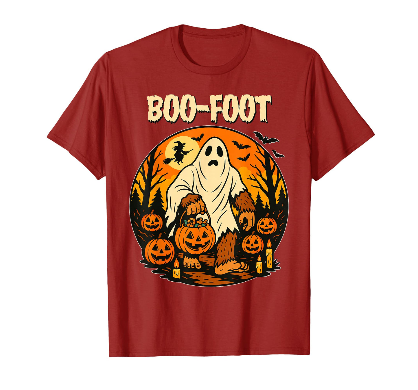 Boo Foot Halloween Funny Jack O Lantern Bigfoot Halloween T-Shirt