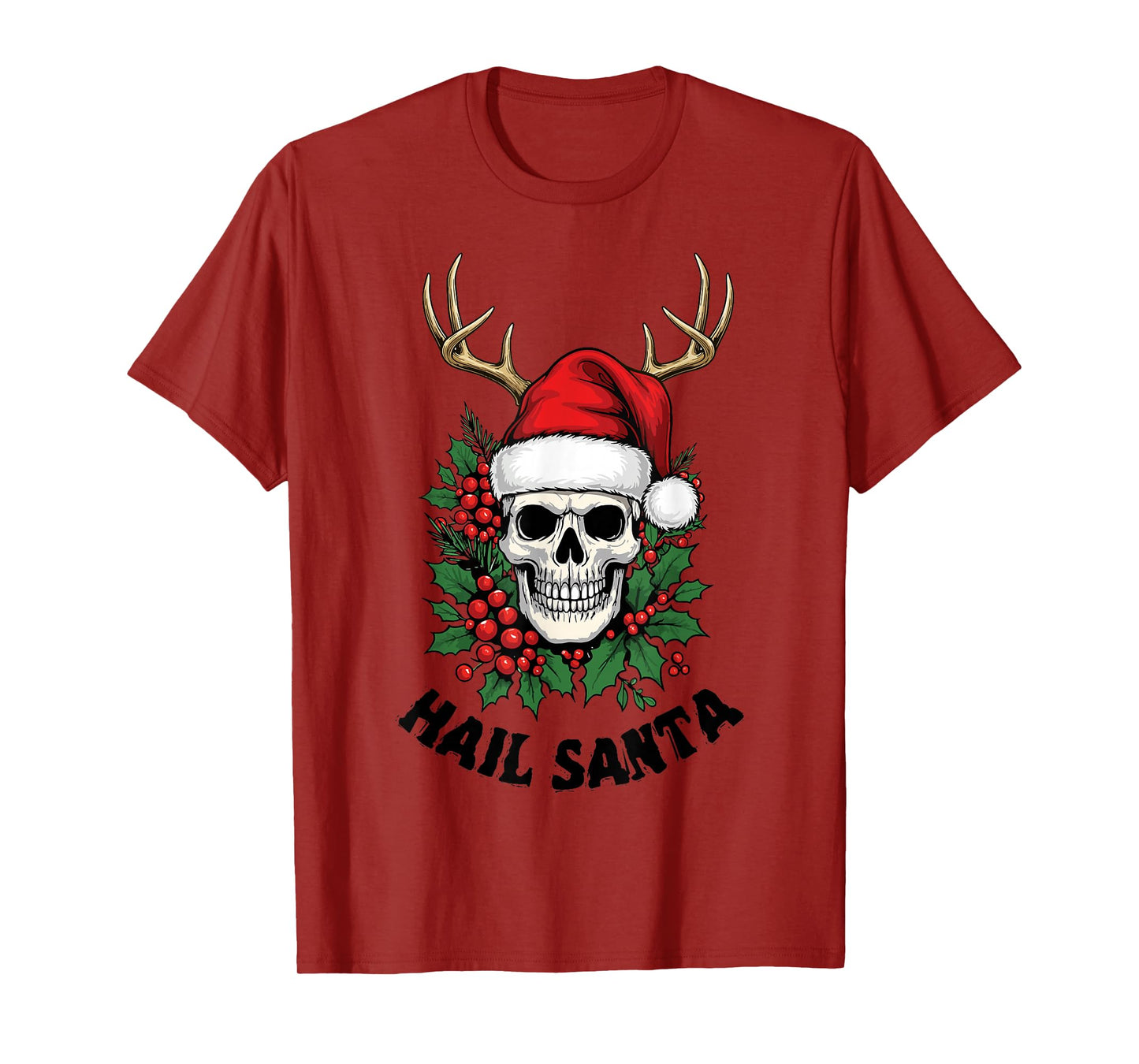 Hail Santa Pagan Happy Solstice Spooky Christmas Skeleton T-Shirt