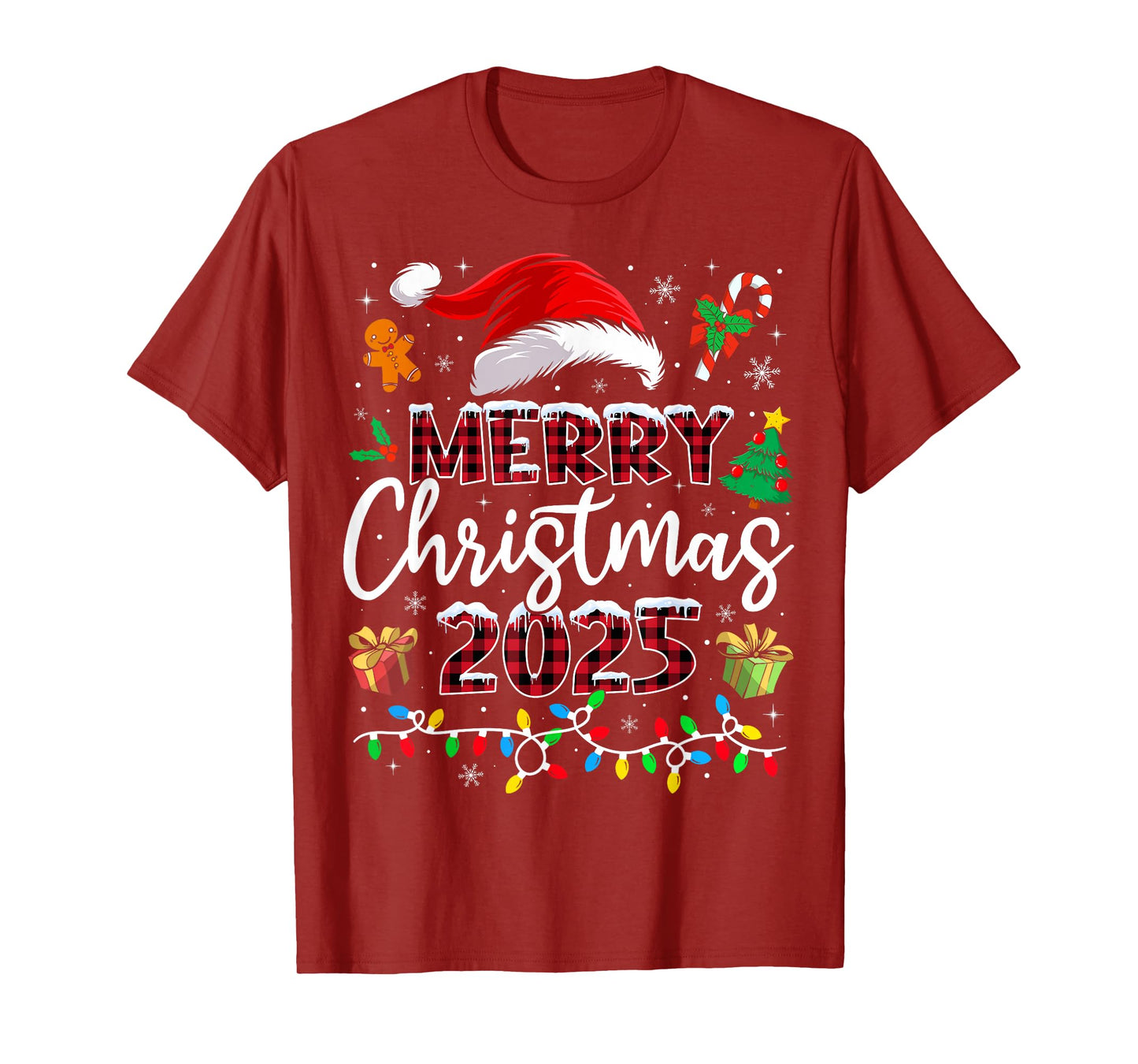 Merry Christmas 2025 Santa Elf Funny Family Matching Pajamas T-Shirt