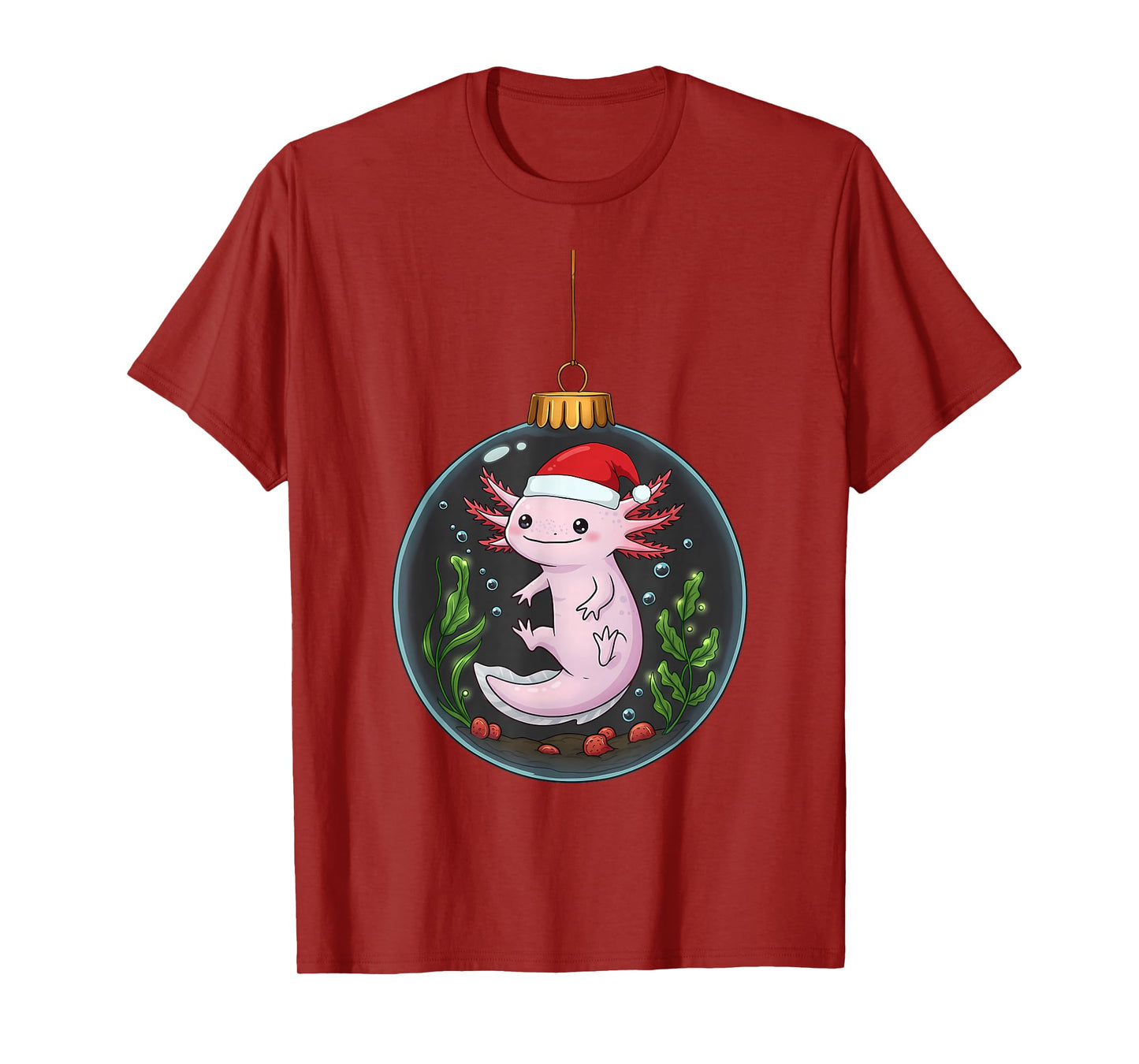 Merry Axolotl Christmas Bauble: Adorable Holiday Cheer T-Shirt