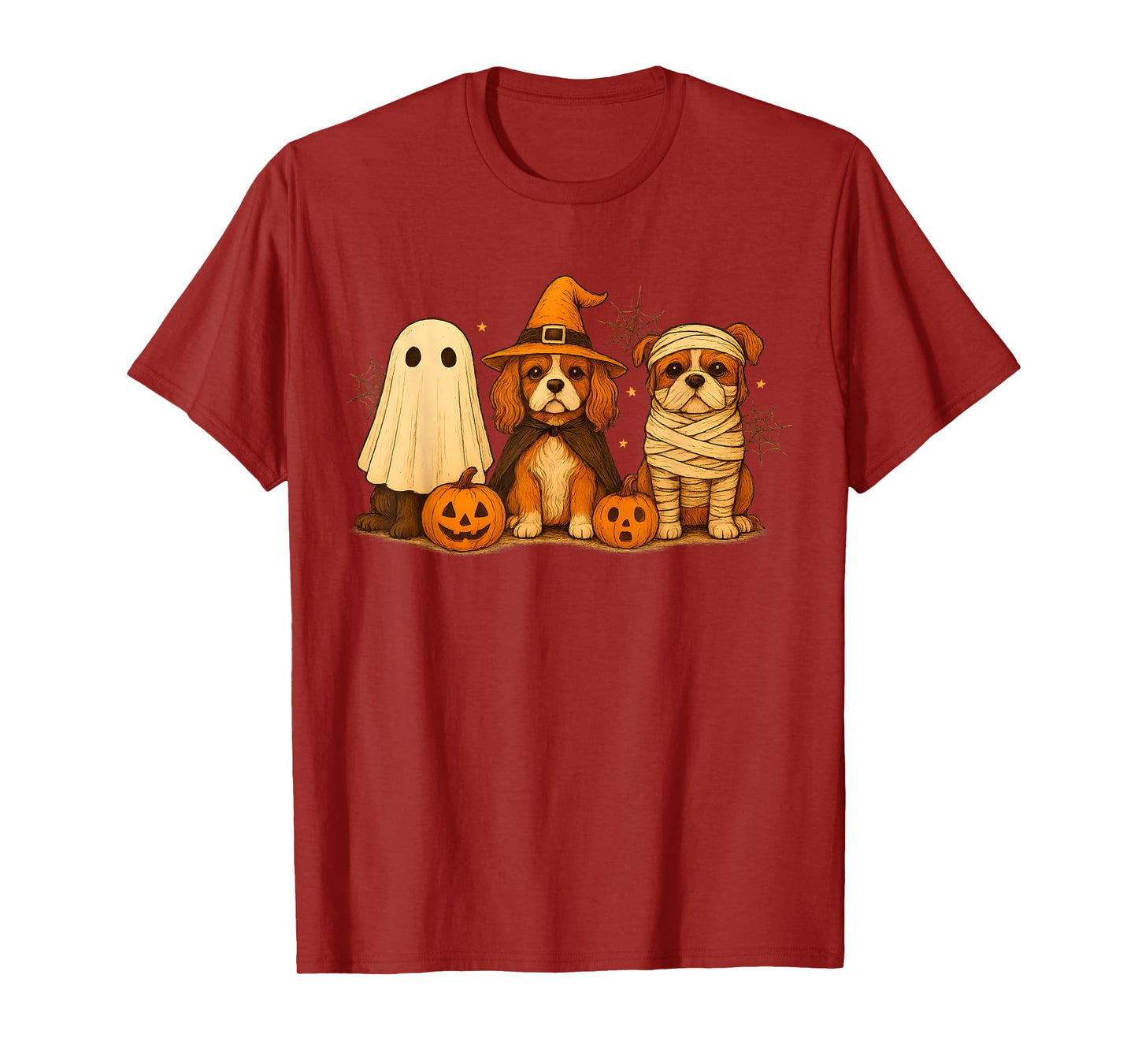 Cavalier King Charles Spaniel Witch Scary Halloween Pumpkin T-Shirt
