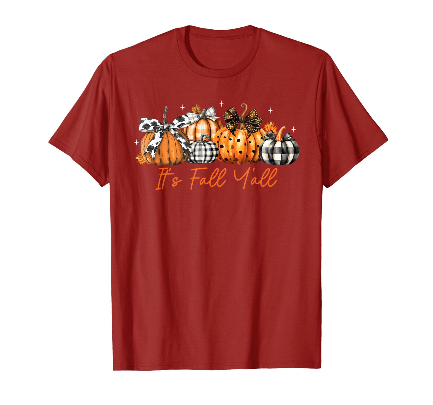 It's Fall Y'all Leopard Pumpkins Plaid Pumpkin Autumn Season T-Shirt