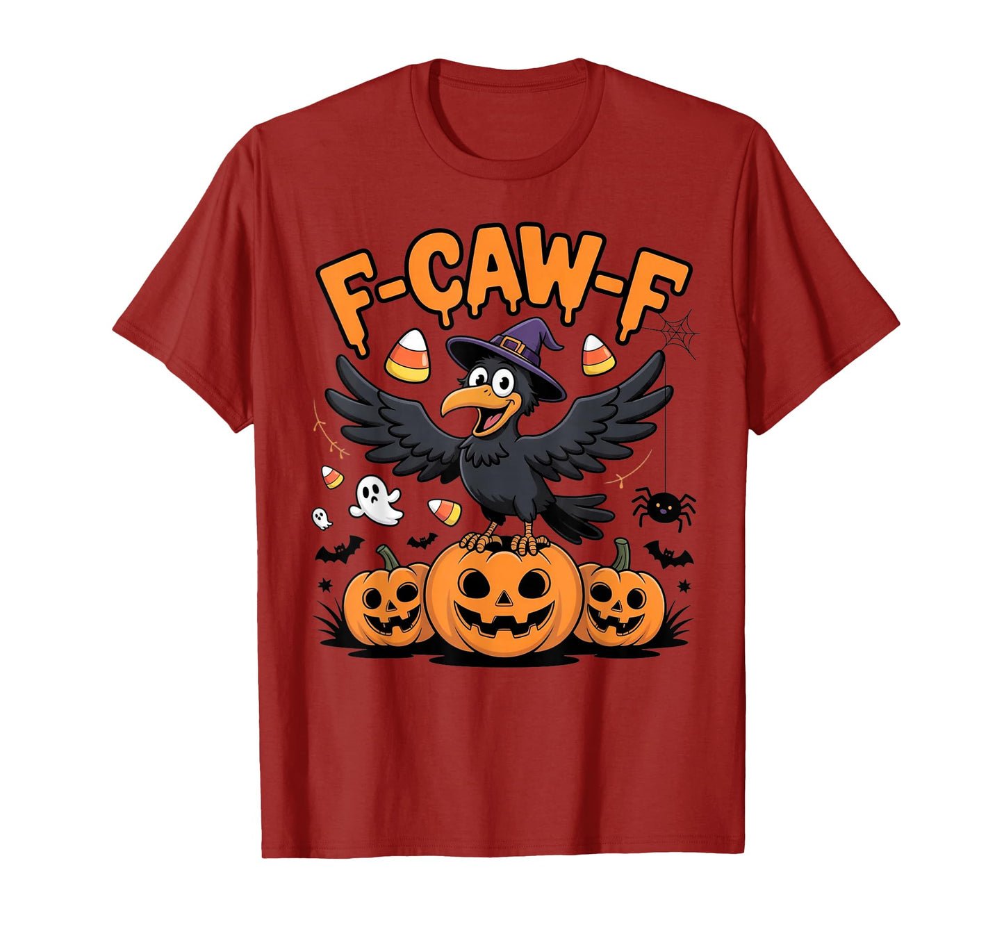 F-CAW-F Cute Crow Black Bird Lover Pumpkin Funny Halloween T-Shirt