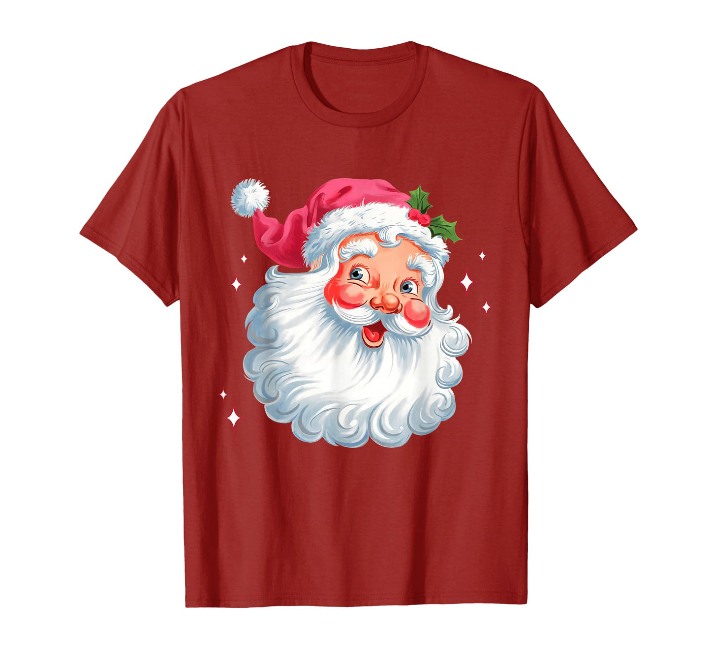 Vintage Pink Santa Claus Pink Christmas Design Men Women Kid T-Shirt
