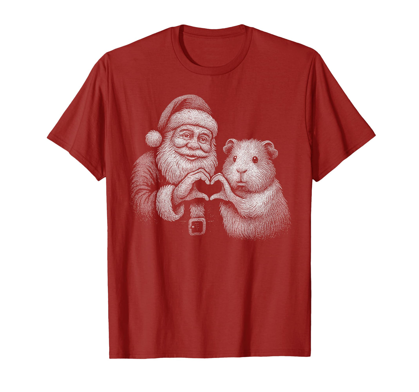 Guinea Pig Santa Claus Heart Shape Christmas Pet Lover T-Shirt