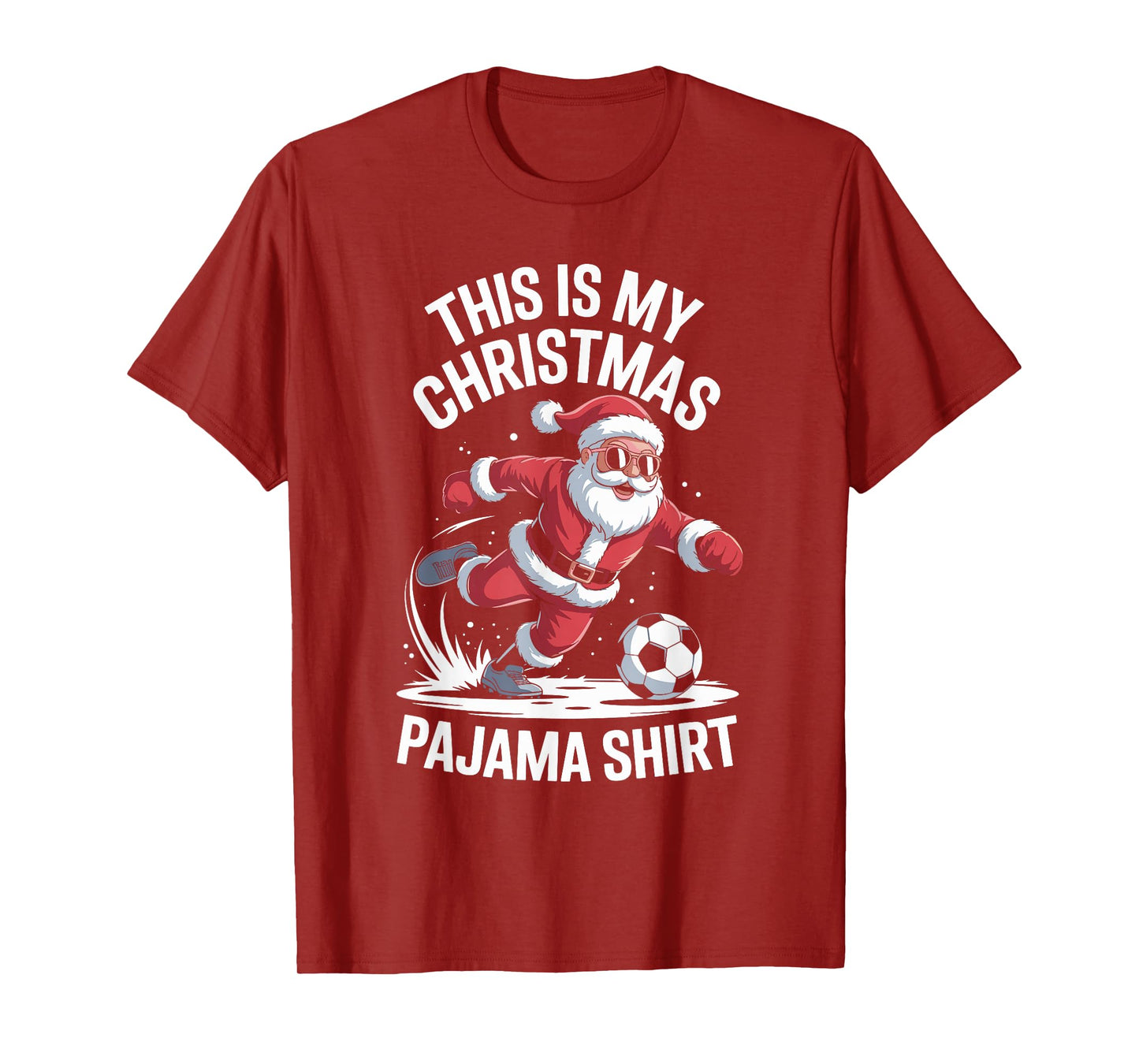Funny Santa Claus Soccer Player Christmas for Kids Men T-Shirt