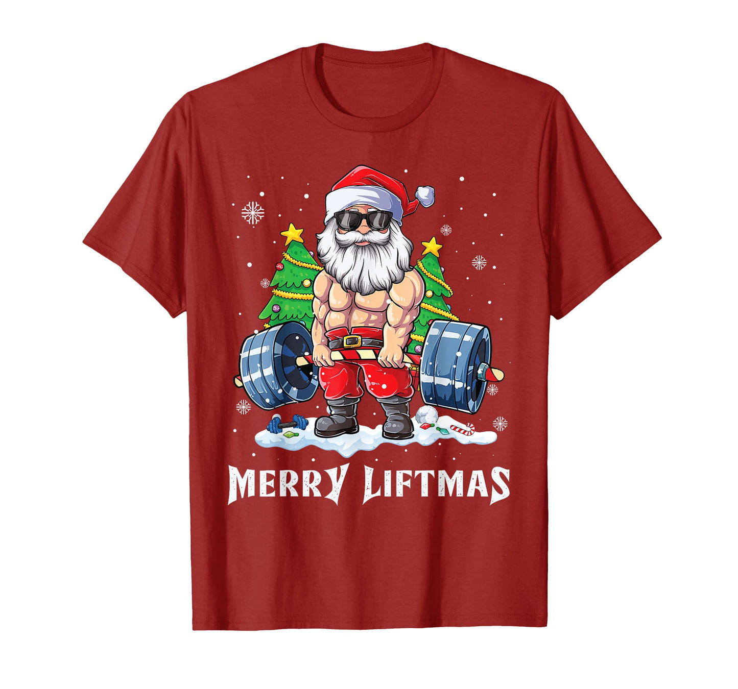 Merry Liftmas Funny Santa Claus Gym Fitness Weightlifting T-Shirt
