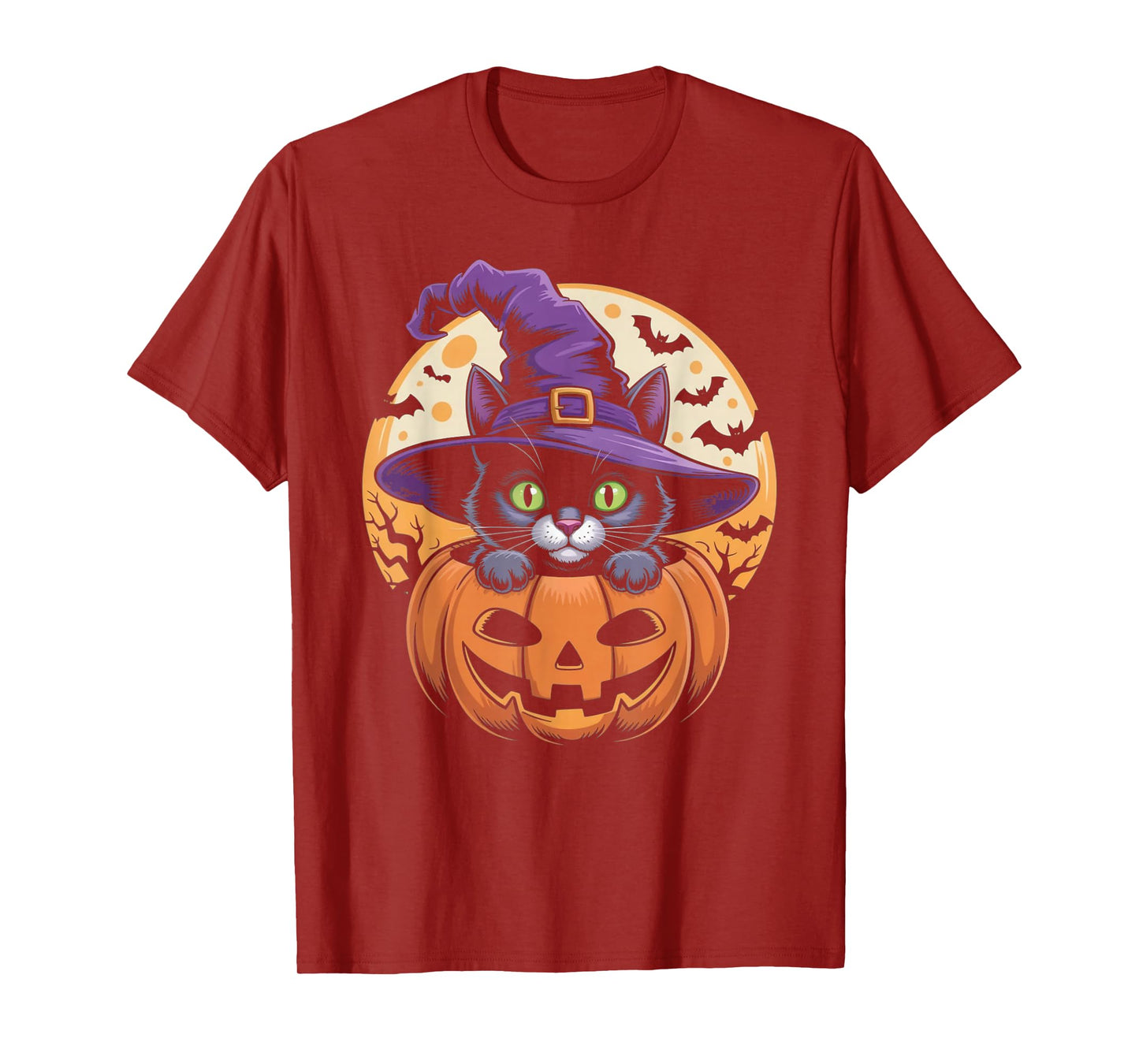 Cat Halloween Pumpkin Black Cat Scarry Spooky Gifts Kids T-Shirt
