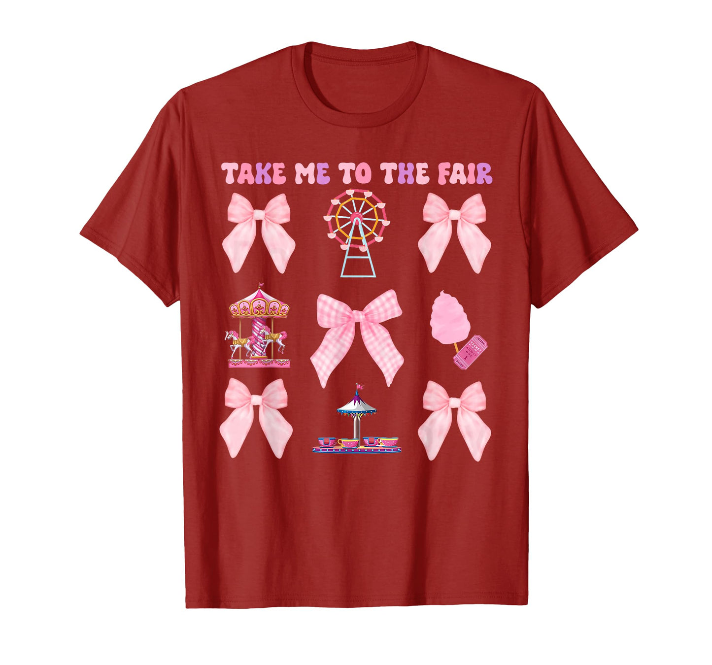 Take Me To The Fair Ferris Wheel Pink Bow T-Shirt
