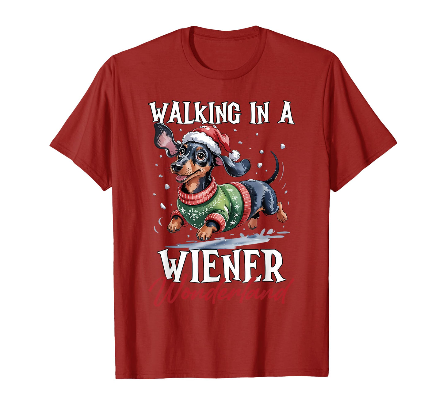 Funny Walking in A Wiener Wonderland Dachshund Lover Women T-Shirt