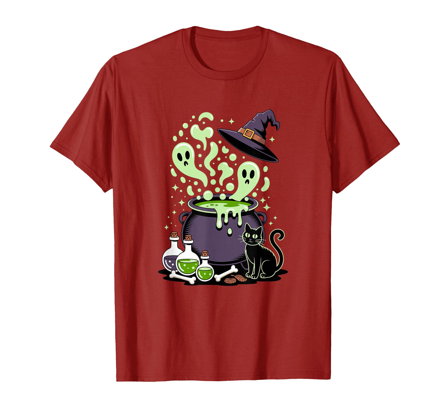 Halloween Potion Witch Hat Cauldron Witchcraft T-Shirt