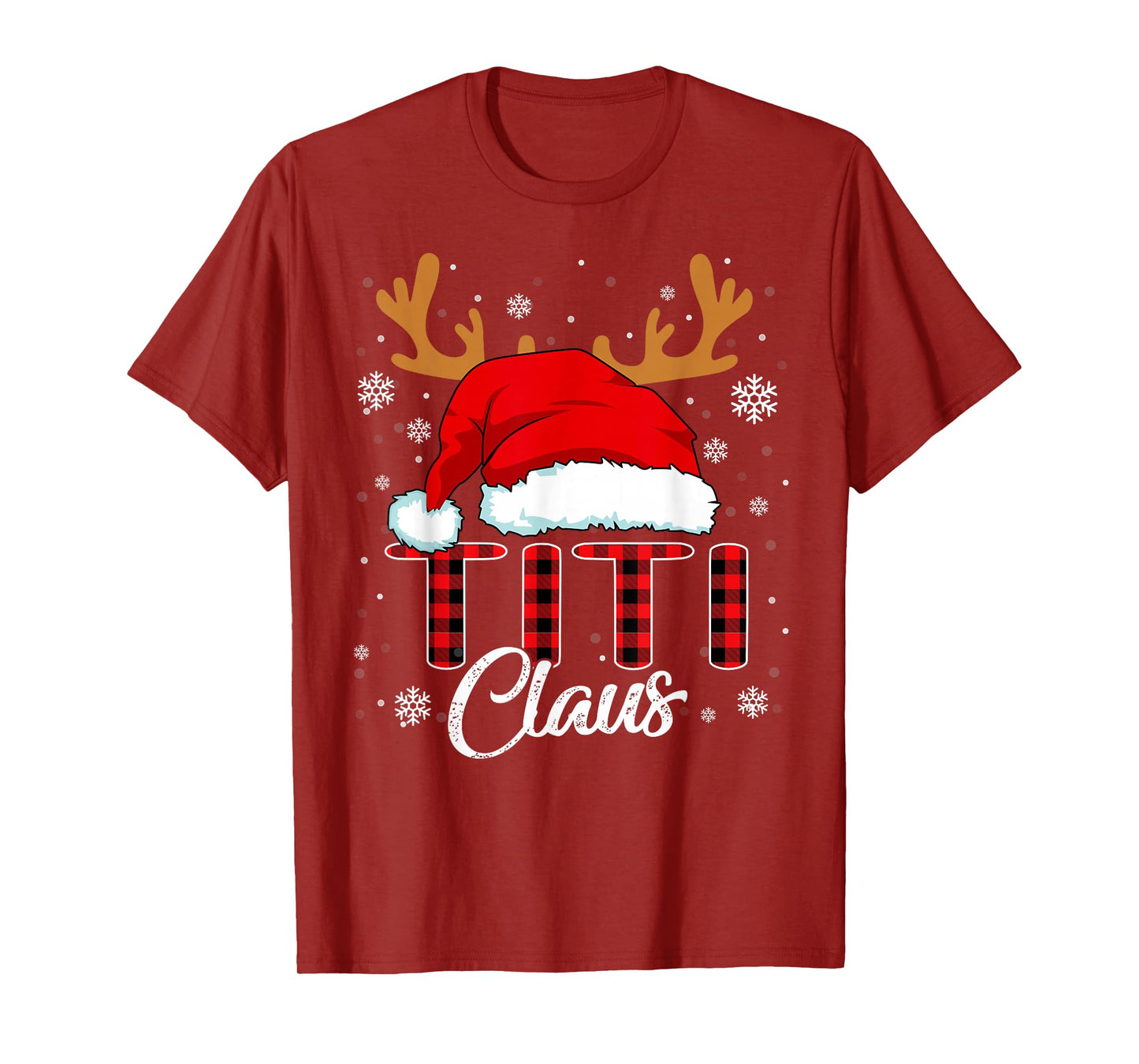 Titi Claus Santa Hat Christmas Red Plaid Matching Family T-Shirt