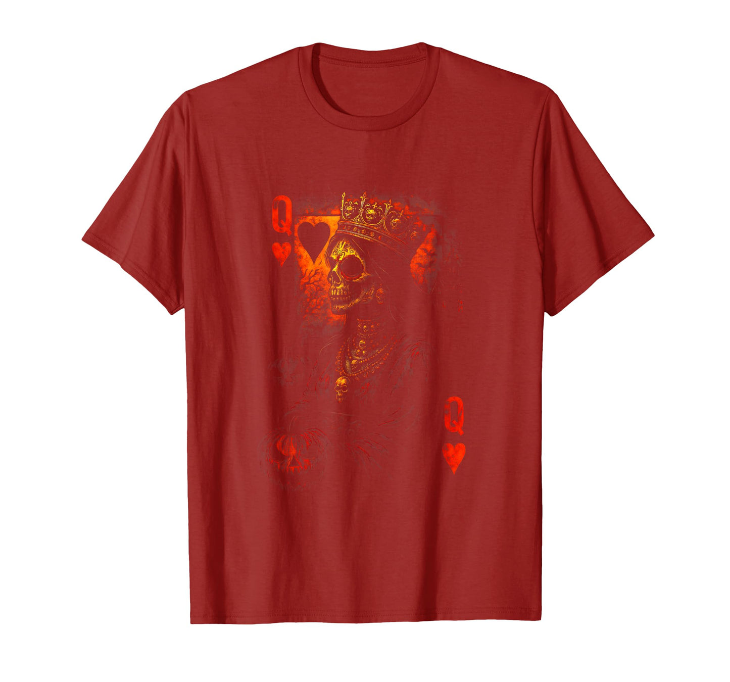 Queen of Hearts Halloween Vintage Crown of Skulls Card Deck T-Shirt