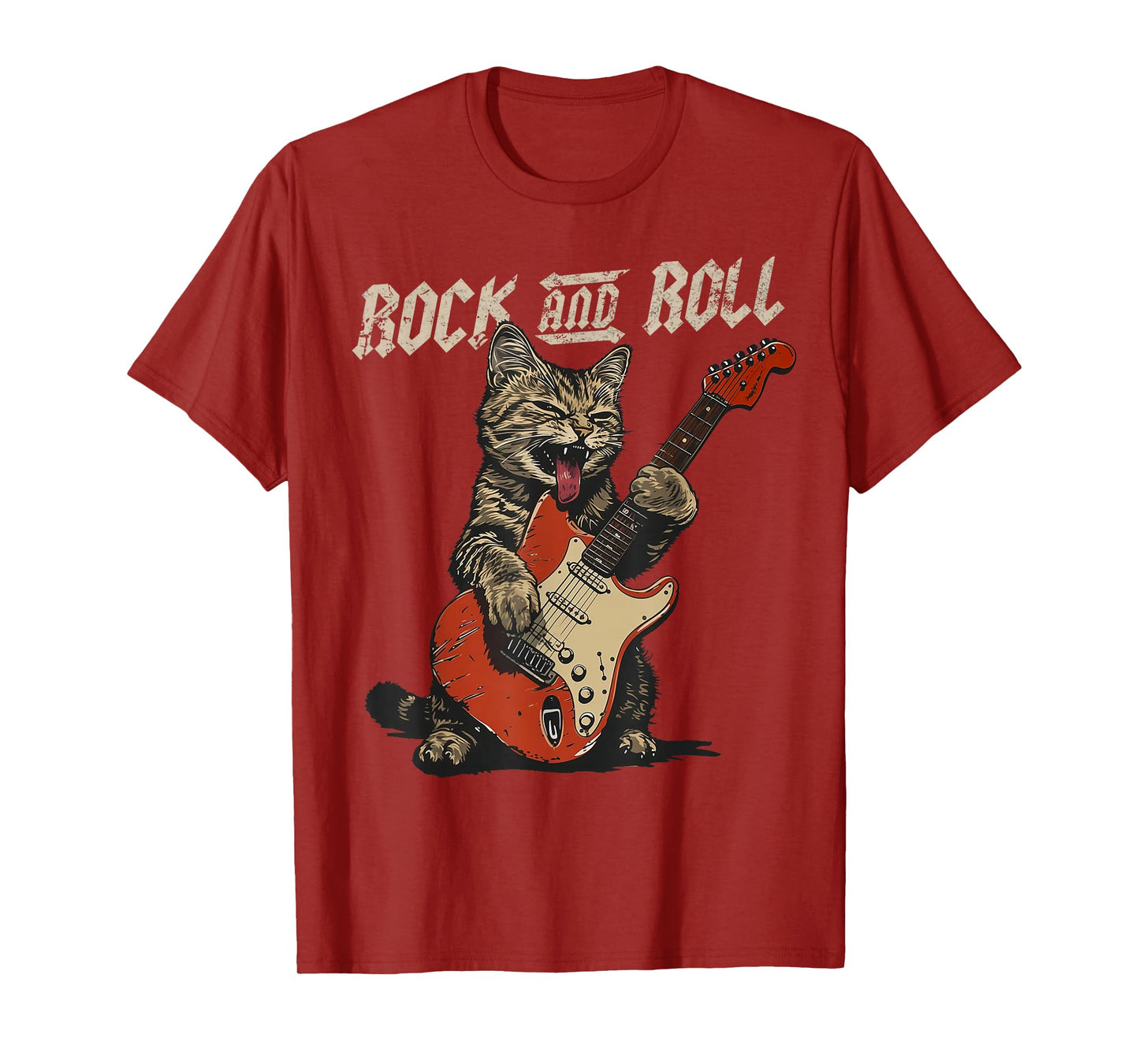 Rock and Roll Guitar Cat Vintage ROCK Guitarist Cat T-Shirt