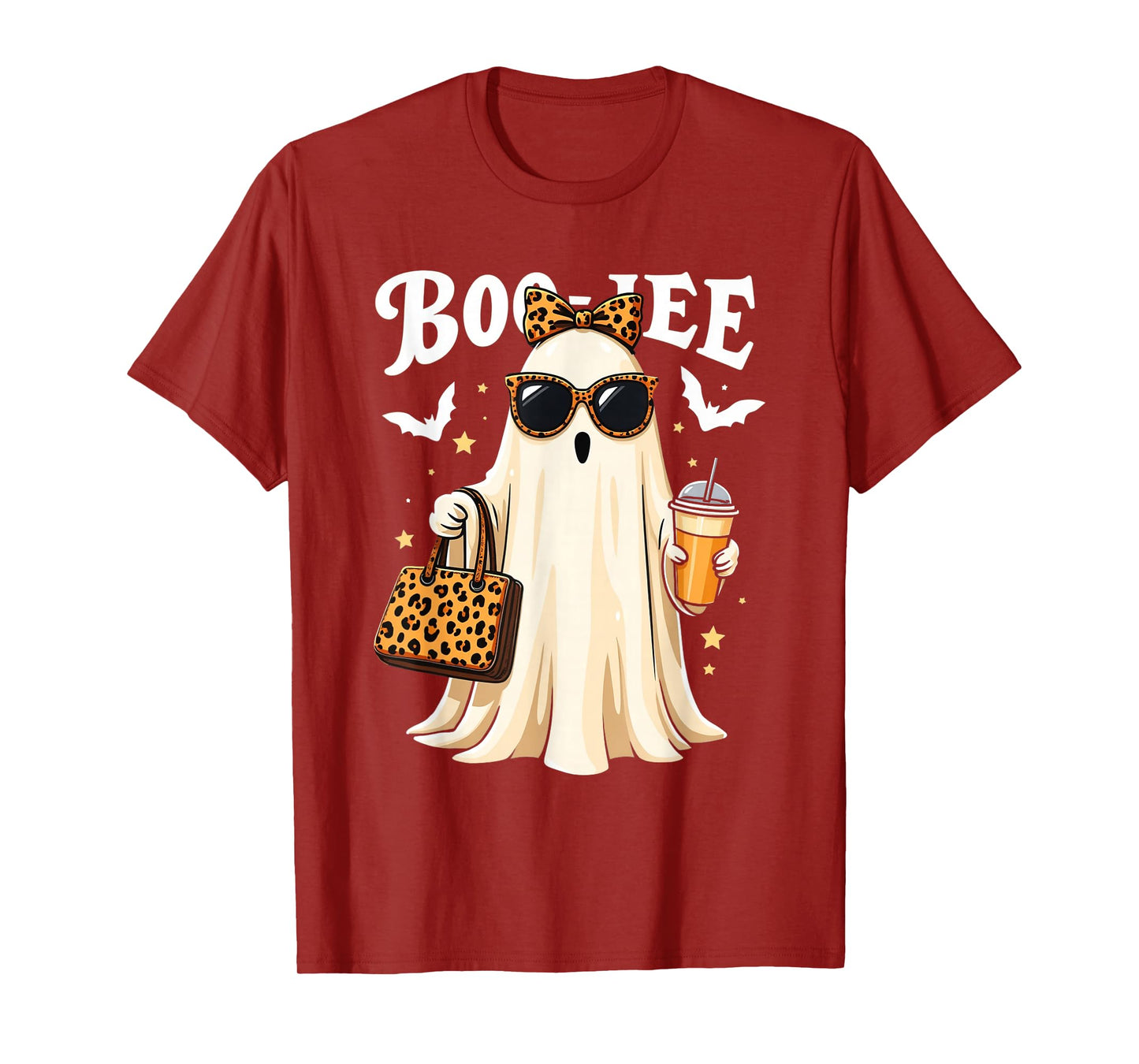 Coquette Leopard Ghost Coffee Boo-JEE Halloween Boujee Ghost T-Shirt