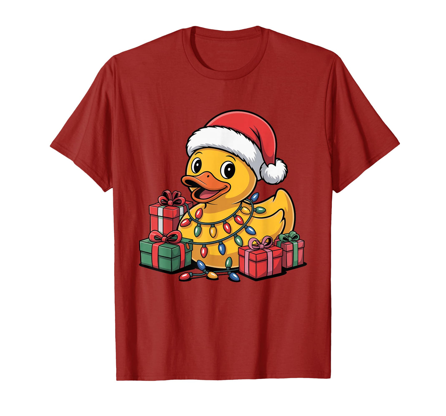 Rubber Duck Santa Hat Christmas Design Funny Animal Lovers T-Shirt