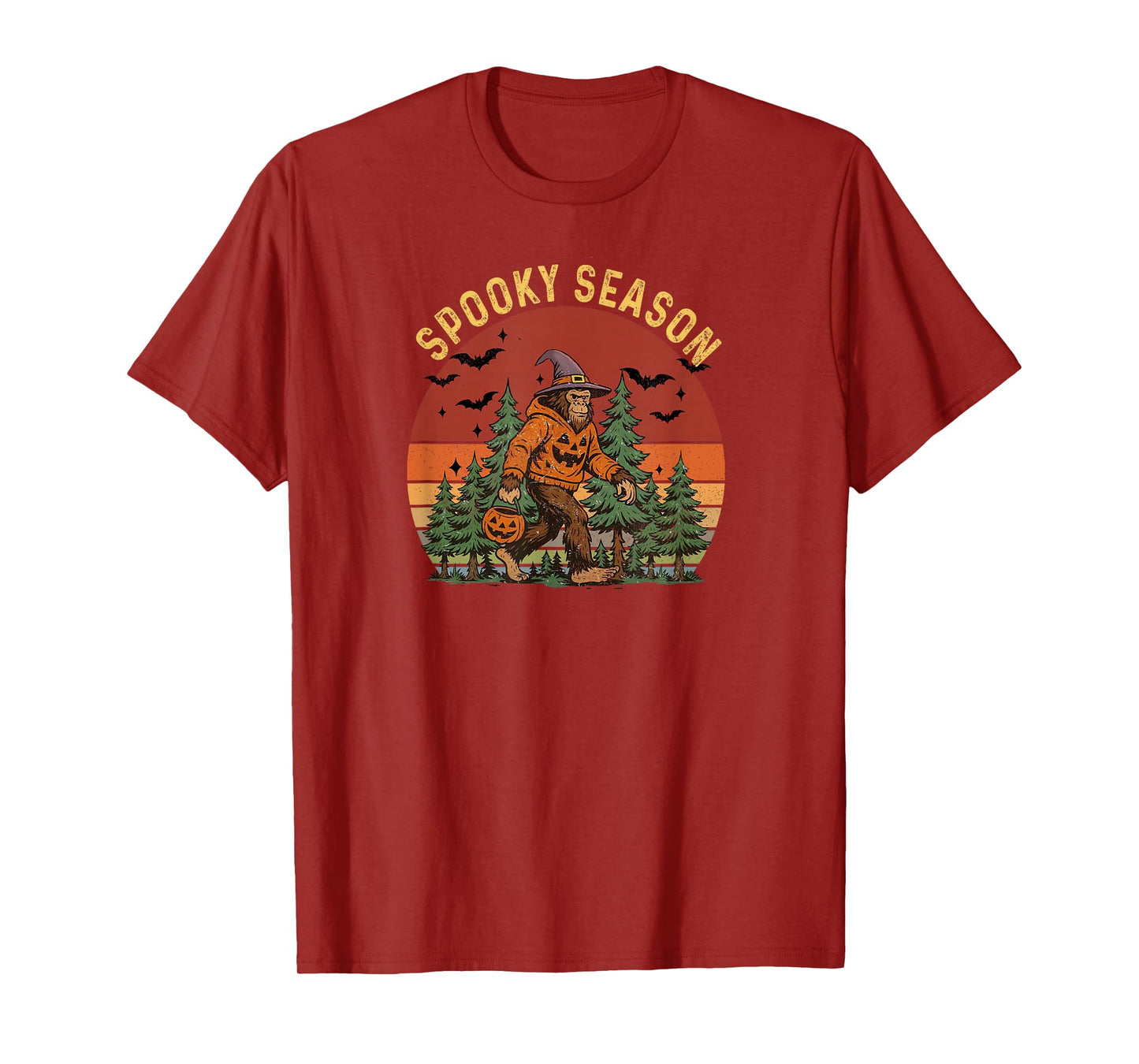 Spooky Season with Bigfoot Funny Sasquatch Halloween Autumn T-Shirt