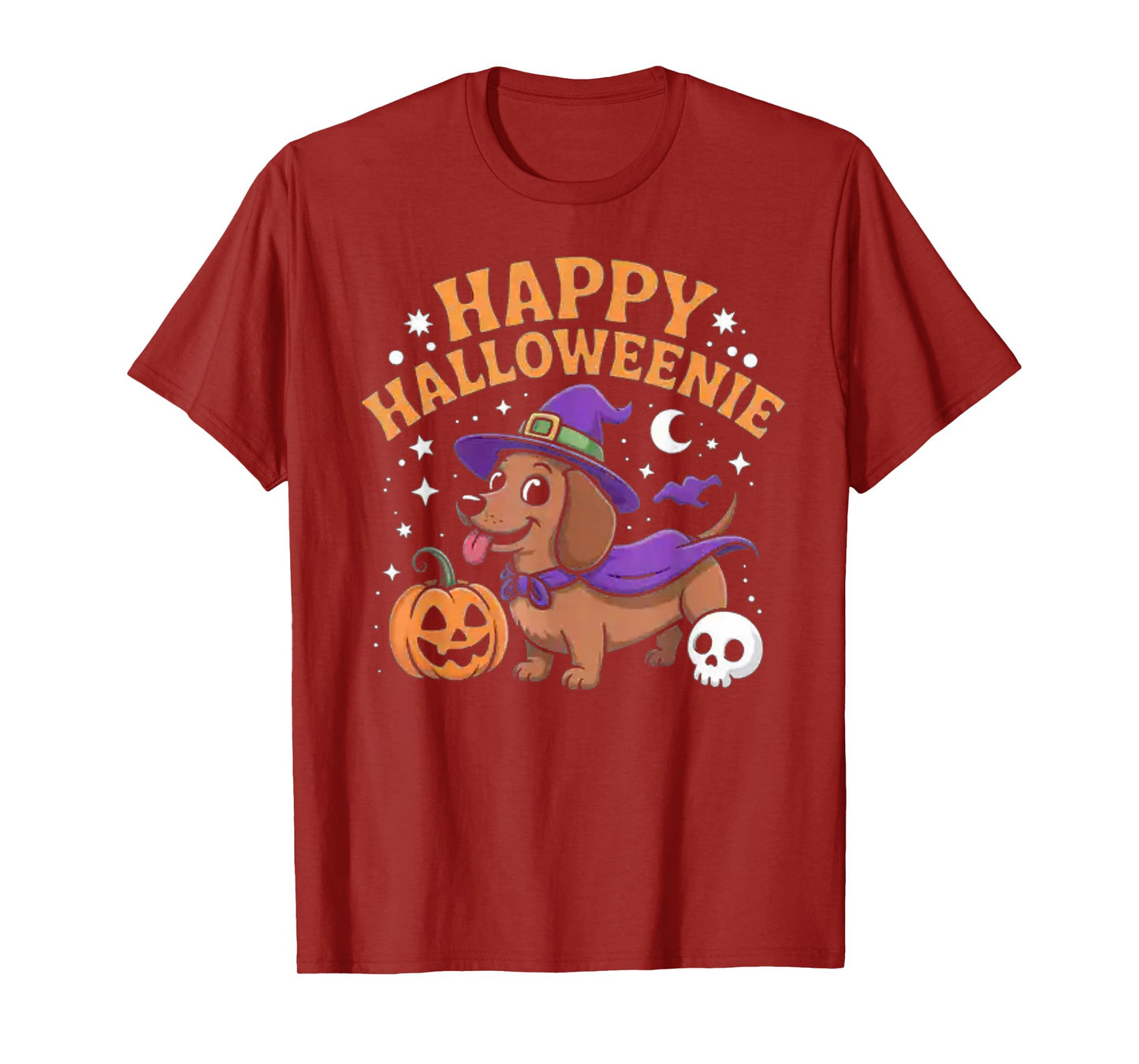 Dachshund Weiner Dog Witch Happy Halloweenie T-Shirt