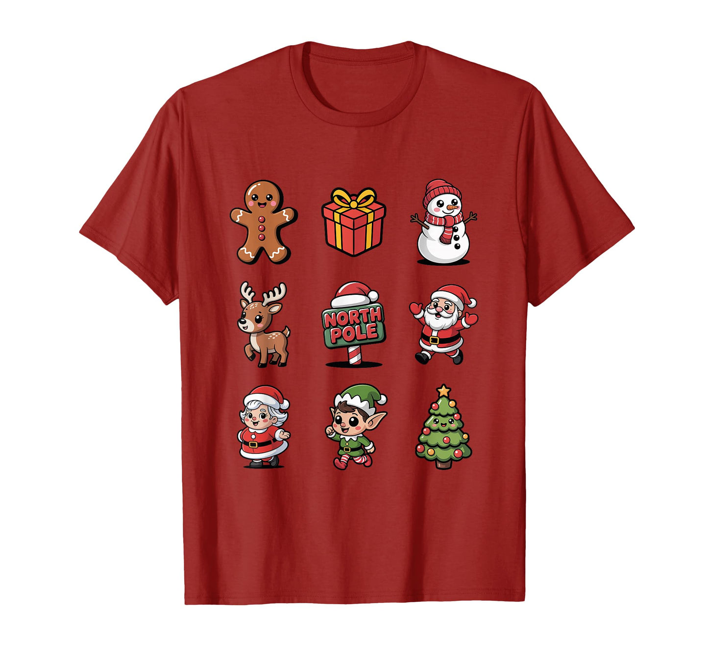 Cute Elf Santa Tree Reindeer North Pole T-Shirt