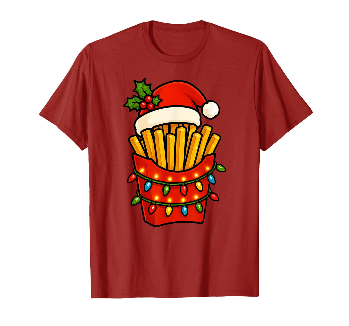 French Fries Merry Xmas Santa Hat Christmas Boys Girls Kids T-Shirt
