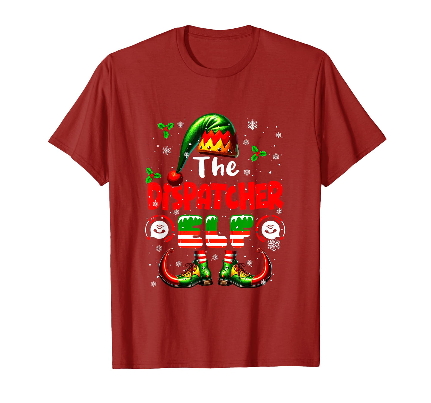 The Dispatcher Elf Christmas Funny Job Team Matching Parties T-Shirt