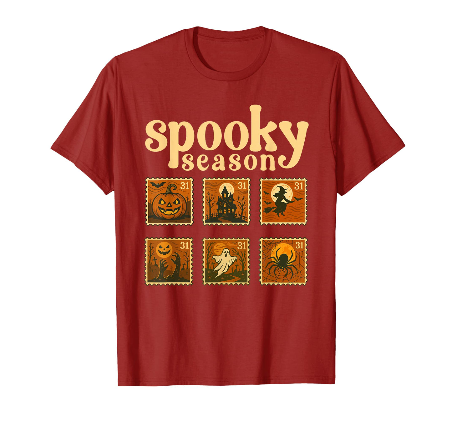 Vintage Halloween Postage Stamps Spooky Art T-Shirt
