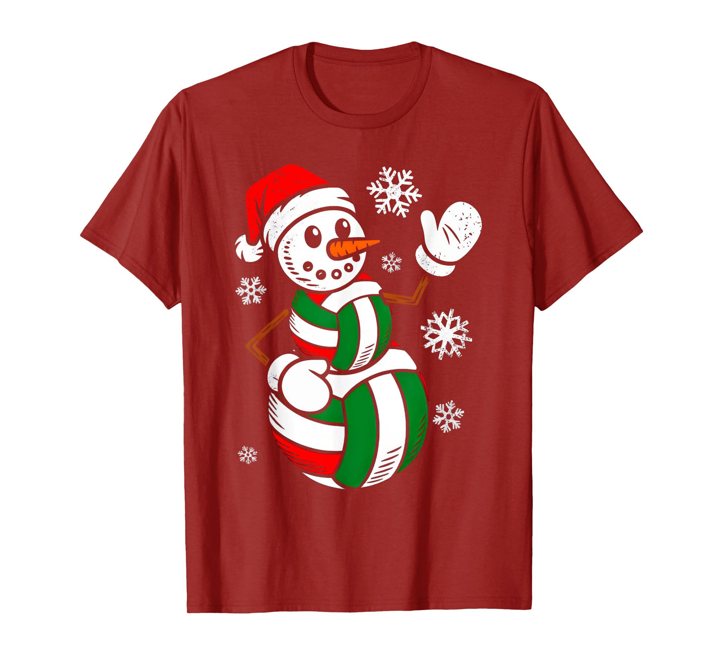 Volleyball Santa Hat Snowman Xmas Funny Volleyball Christmas T-Shirt