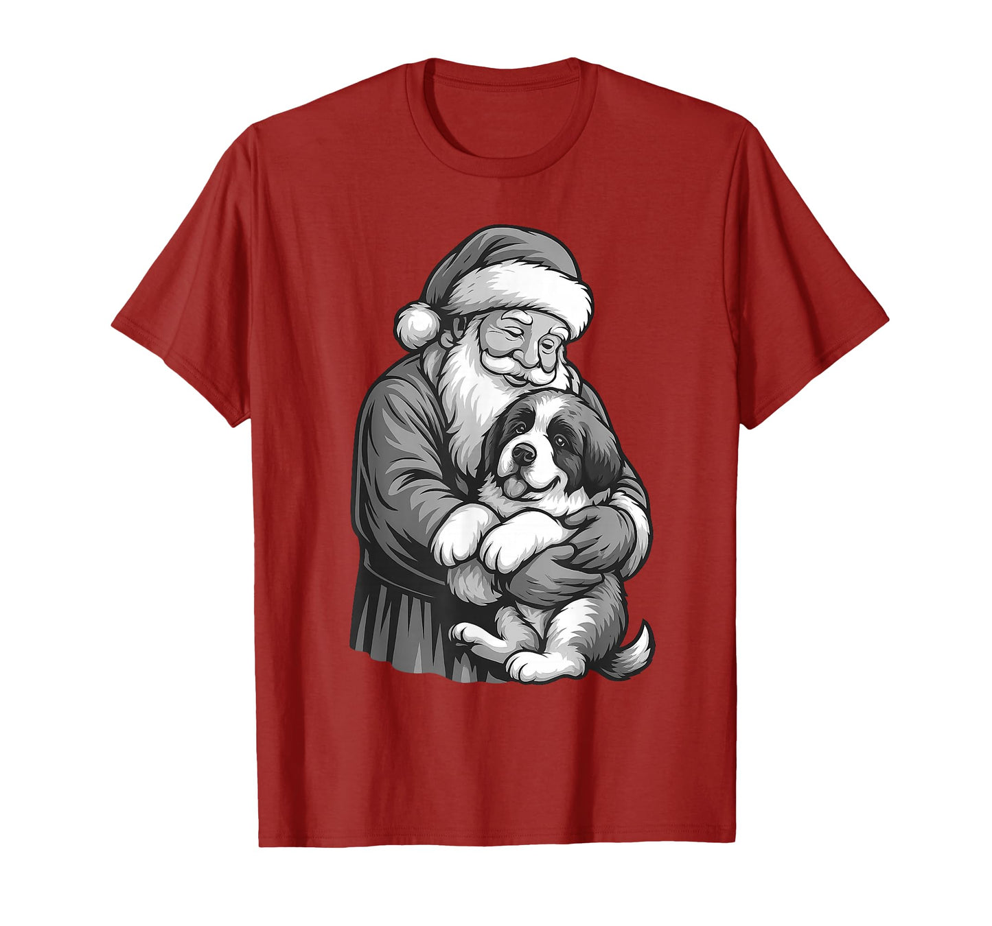 Saint Bernard Santa Claus Christmas Dog Lover T-Shirt